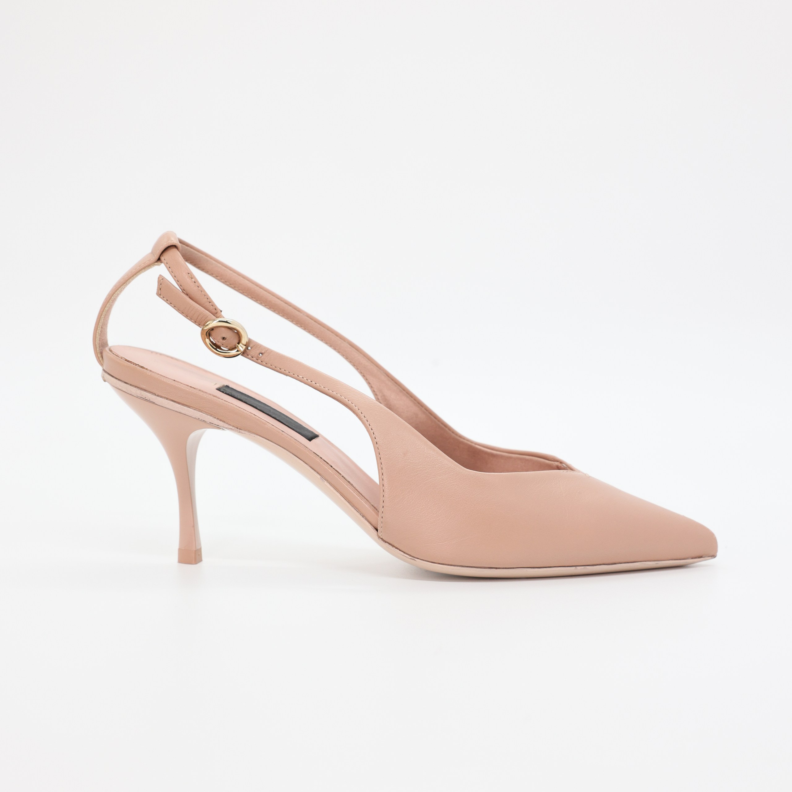 Слингбэки Max Mara 36.5 пудровая кожа, золотая застежка, по пятке перемычка. Пыльник