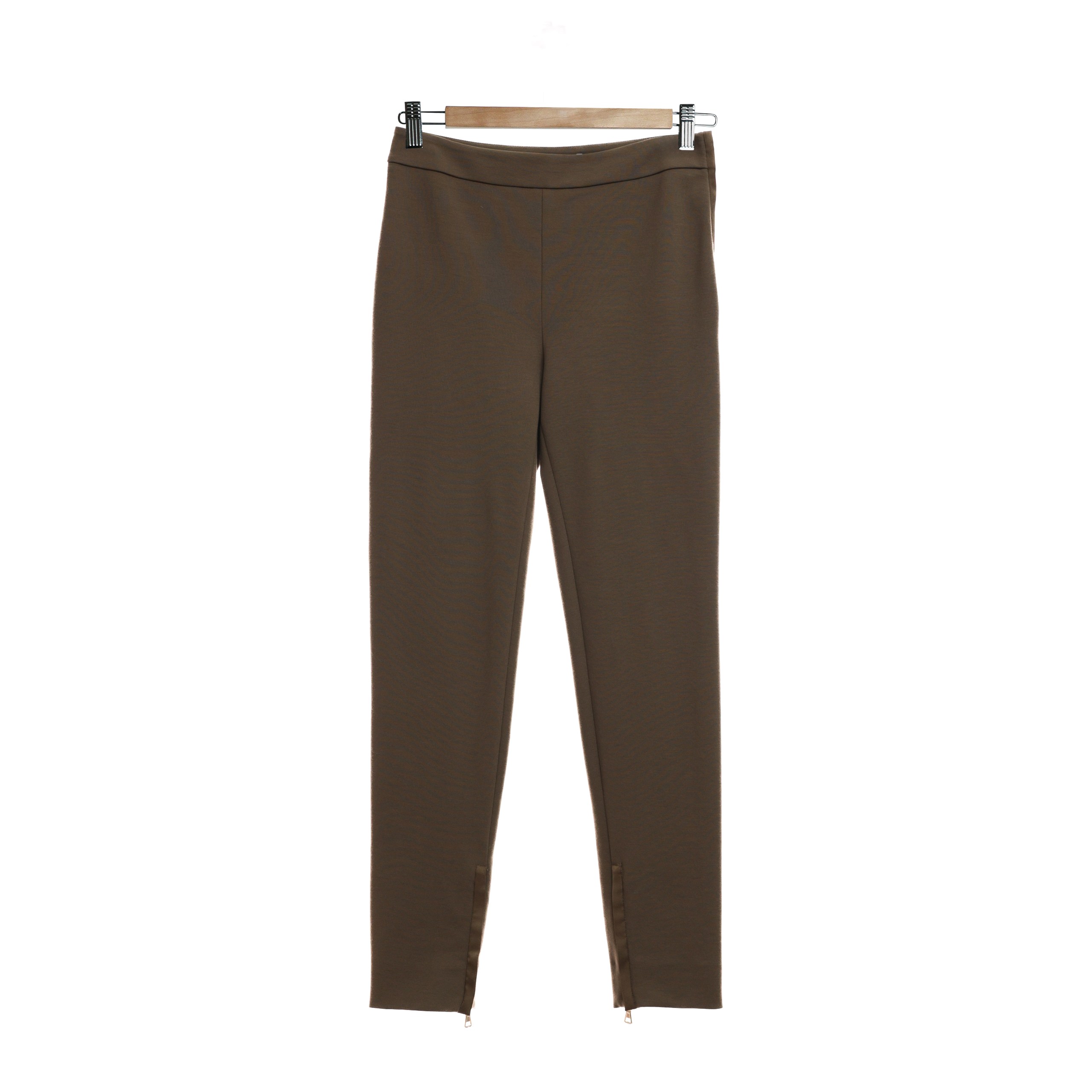 Брюки VALENTINO 6 Хаки HEATHER KHAKI шерсть золотые зипперы по низу с боку