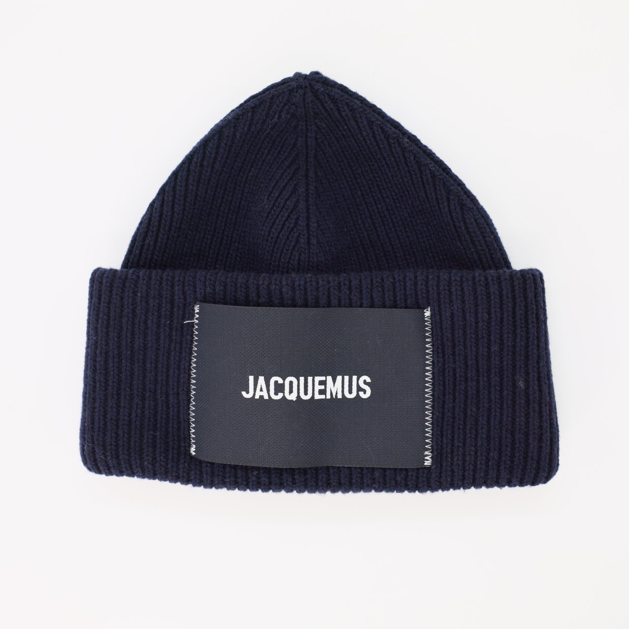 Шапка JACQUEMUS OS Темно Синий DARK NAVY шерсть вязка,вставка лого по середине