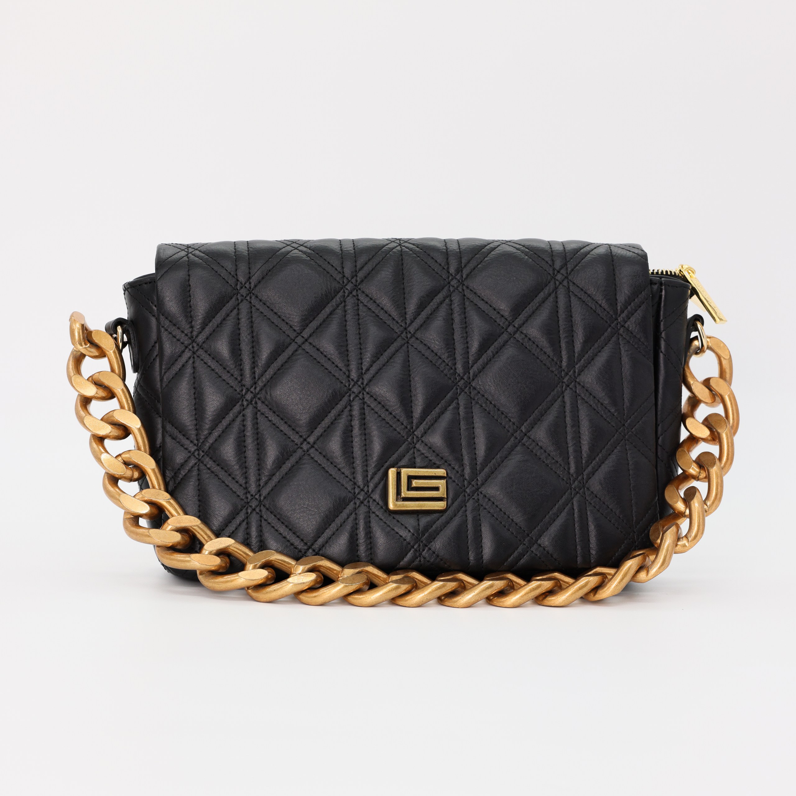 Сумка Guy Laroche черная стеганная кожа, золотая цепь, пыльник/