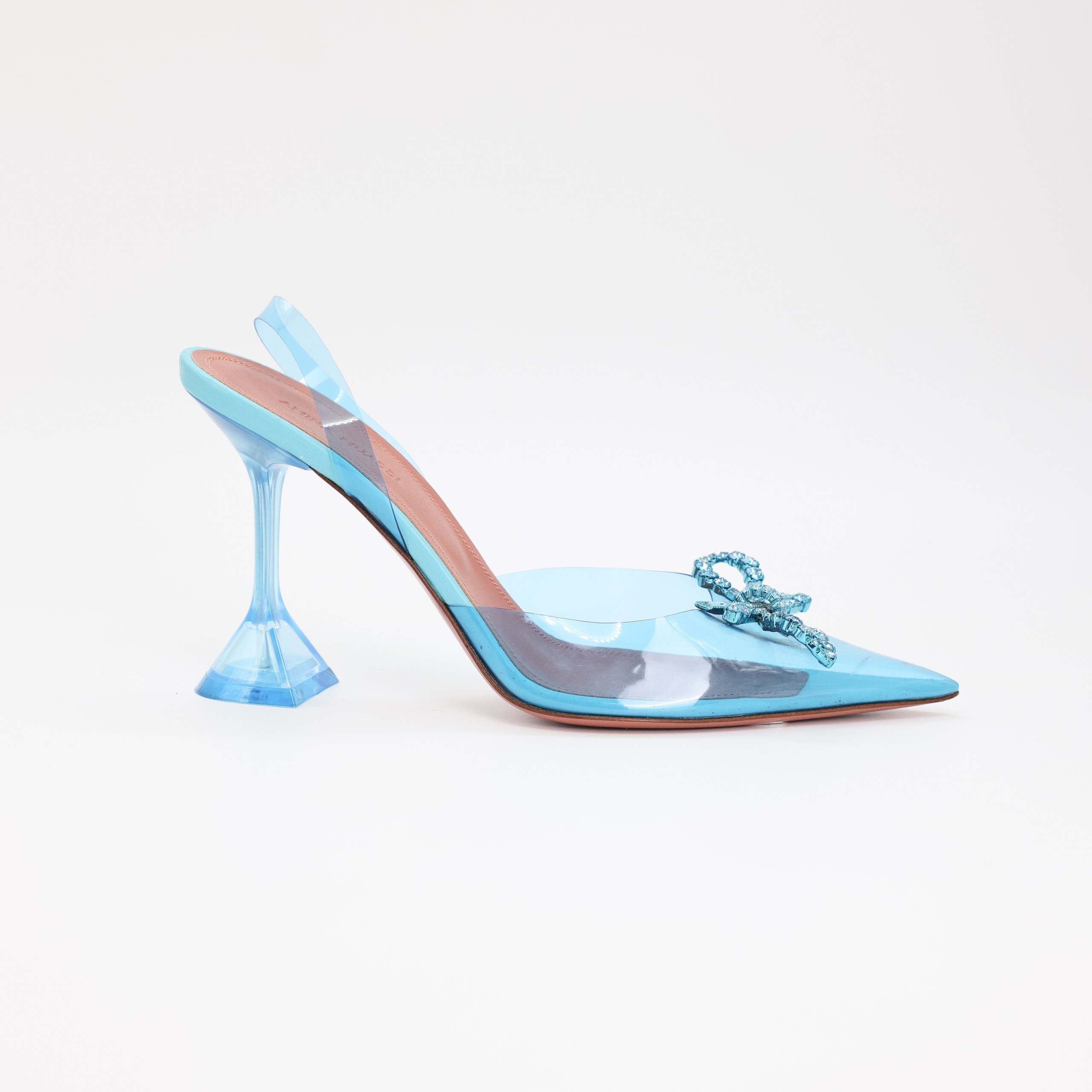 Босоножки Amina Muadi 38.5 голубой силикон, бантик стразы, коробка