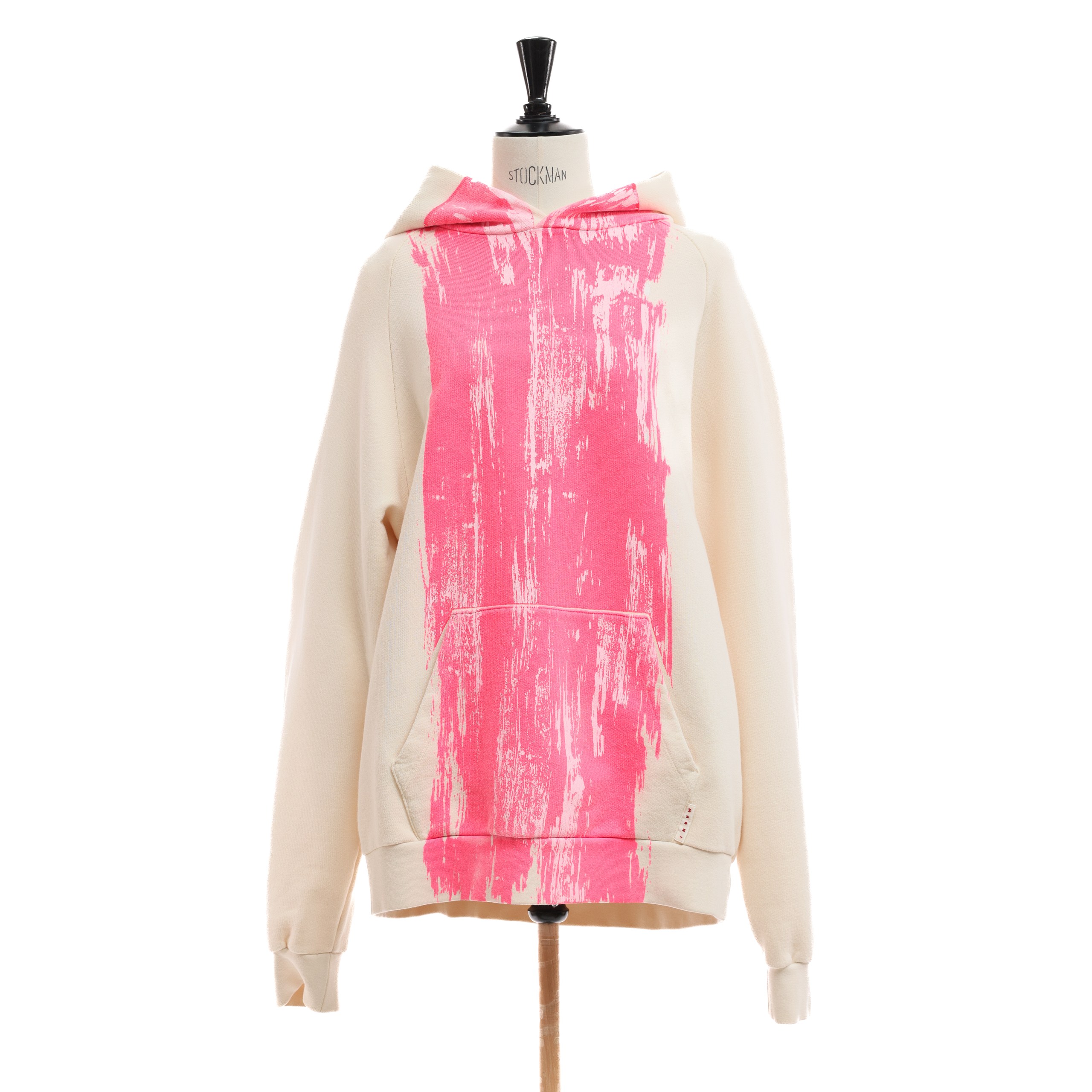 Батник MARNI 50 айвори котон розовый принт по середине,капюшон