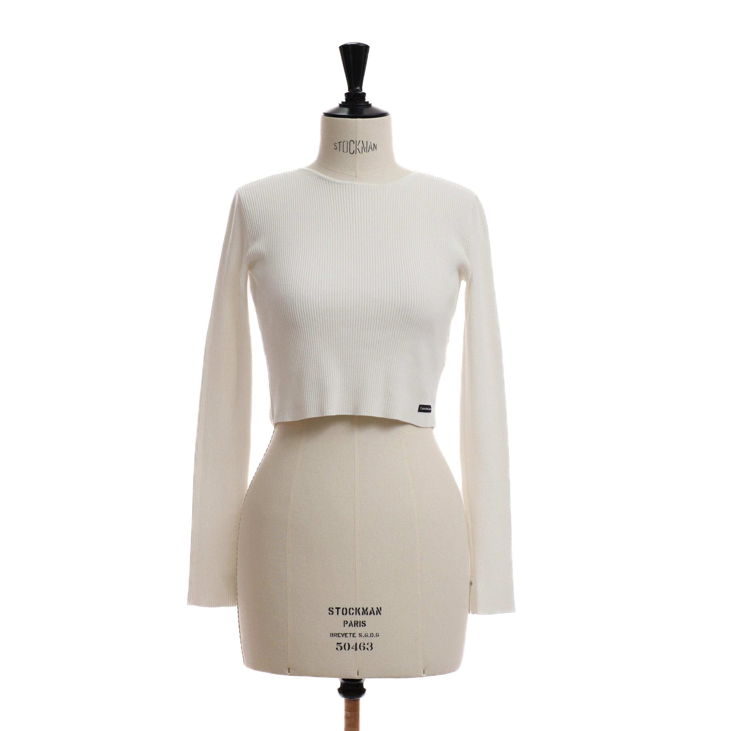 Топ CALVIN KLEIN S Белый текстиль черное лого в левом нижнем углу