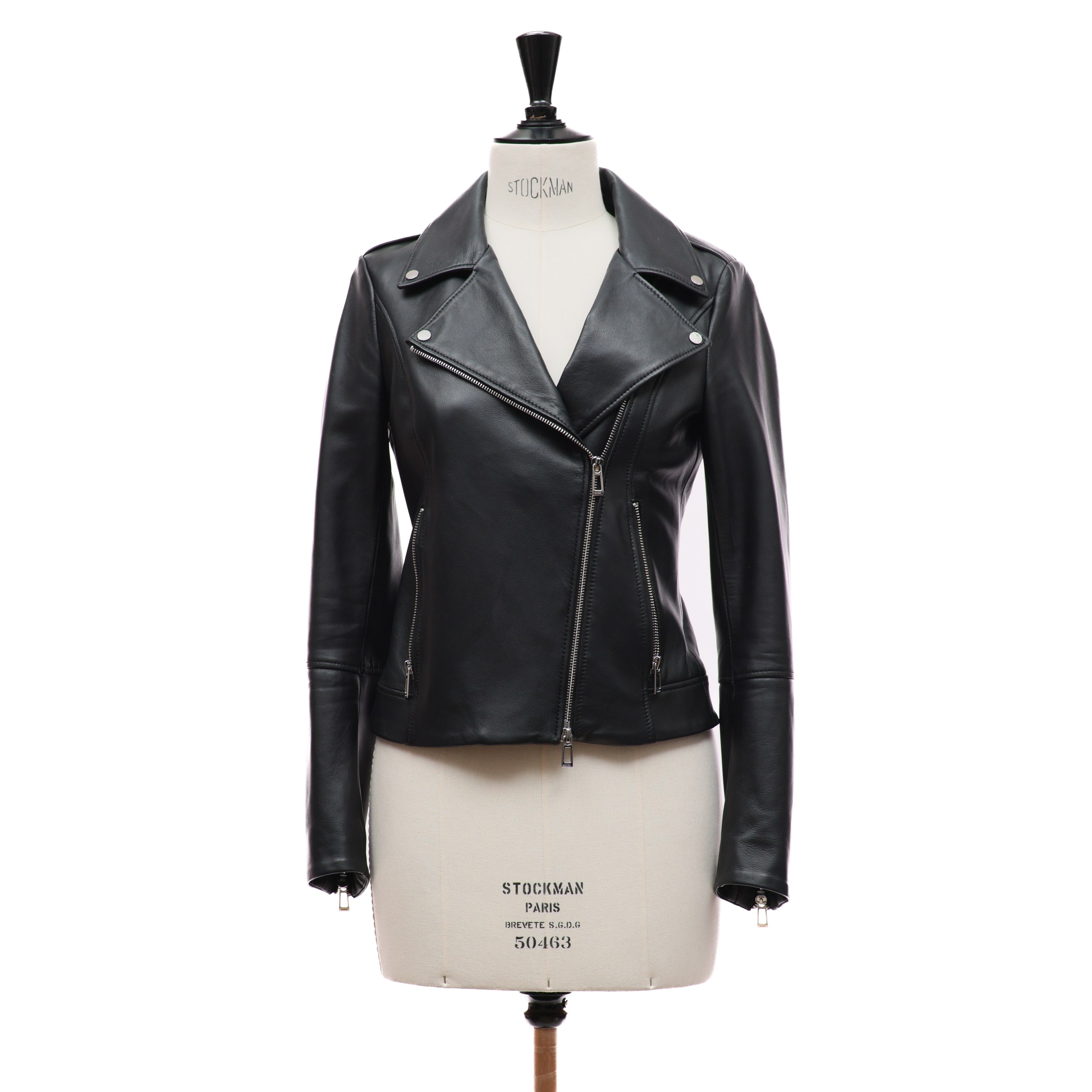 Куртка HUGO XS Черный кожа металические зипперы,монограммный подклад