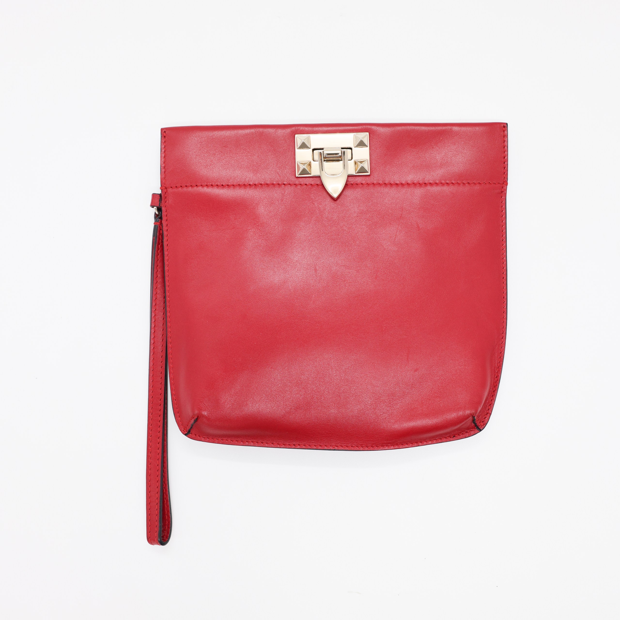 Клатч VALENTINO SMALL Красный кожа холотой замок со стадами,пыльник