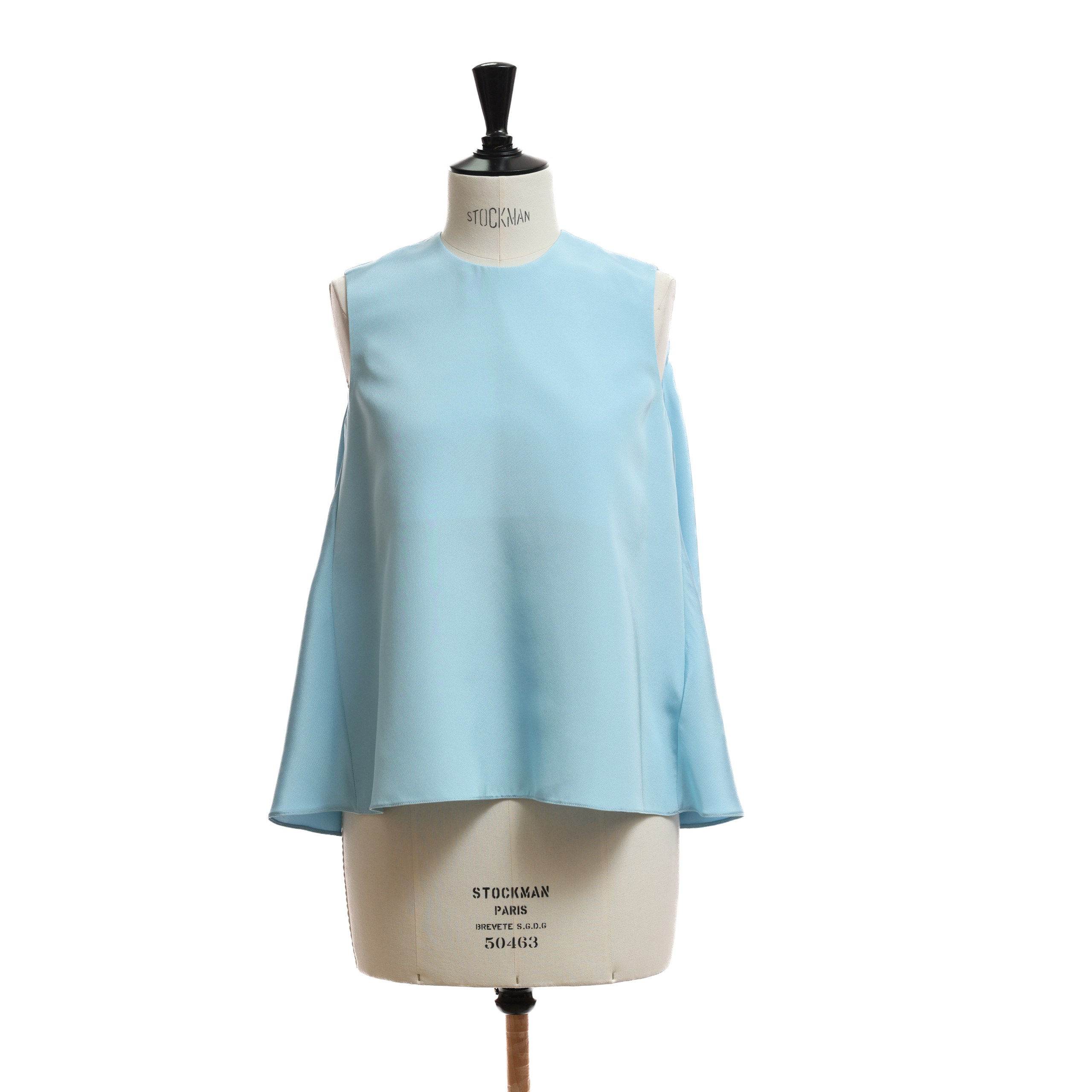 Блуза ROKSANDA 10 ГОЛУБОЙ шелк капелька по спинке на пуговице,без рукавов