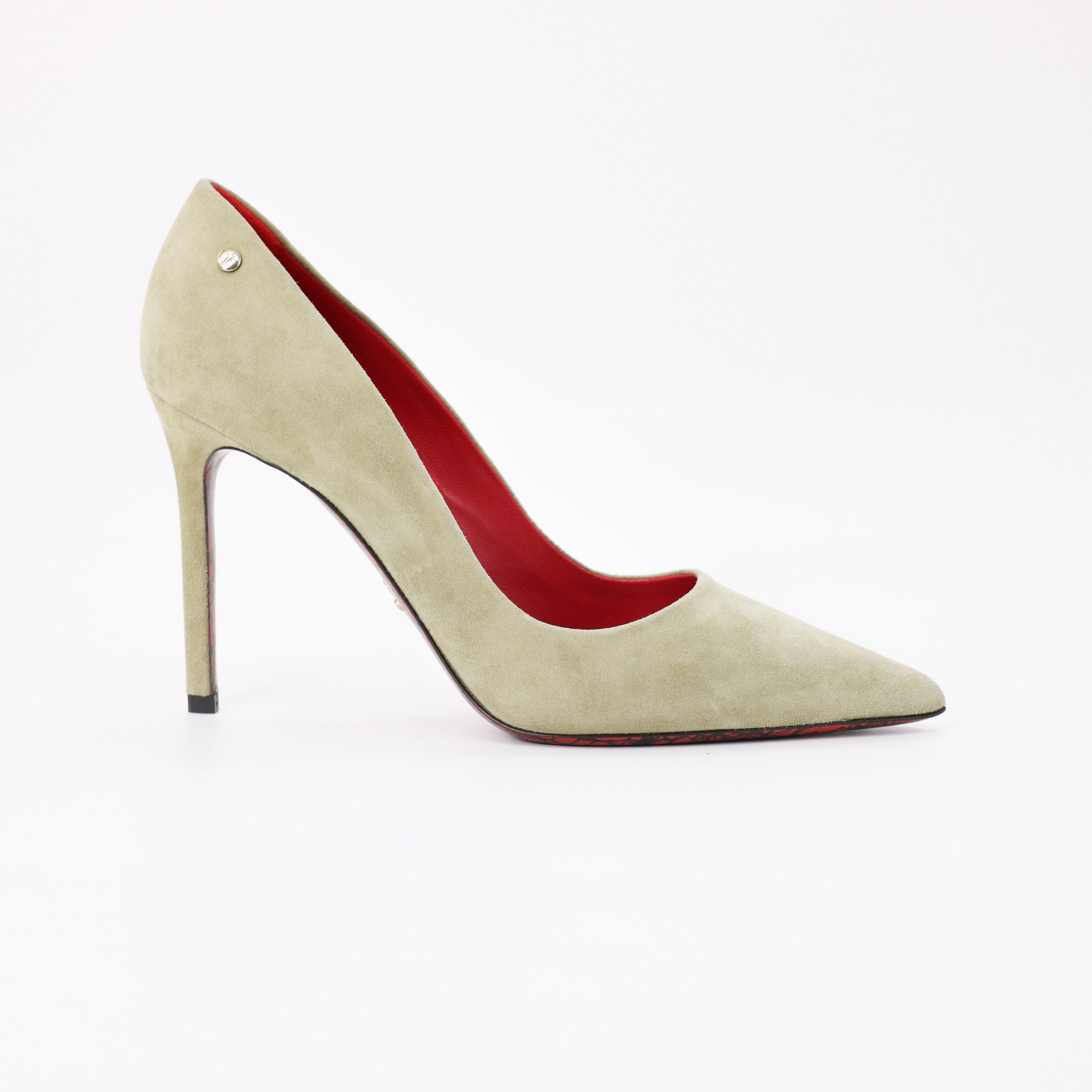 Туфли CESARE PACIOTTI 37 Оливковый замша маленькое золотое стада с боку у пятки,коробка