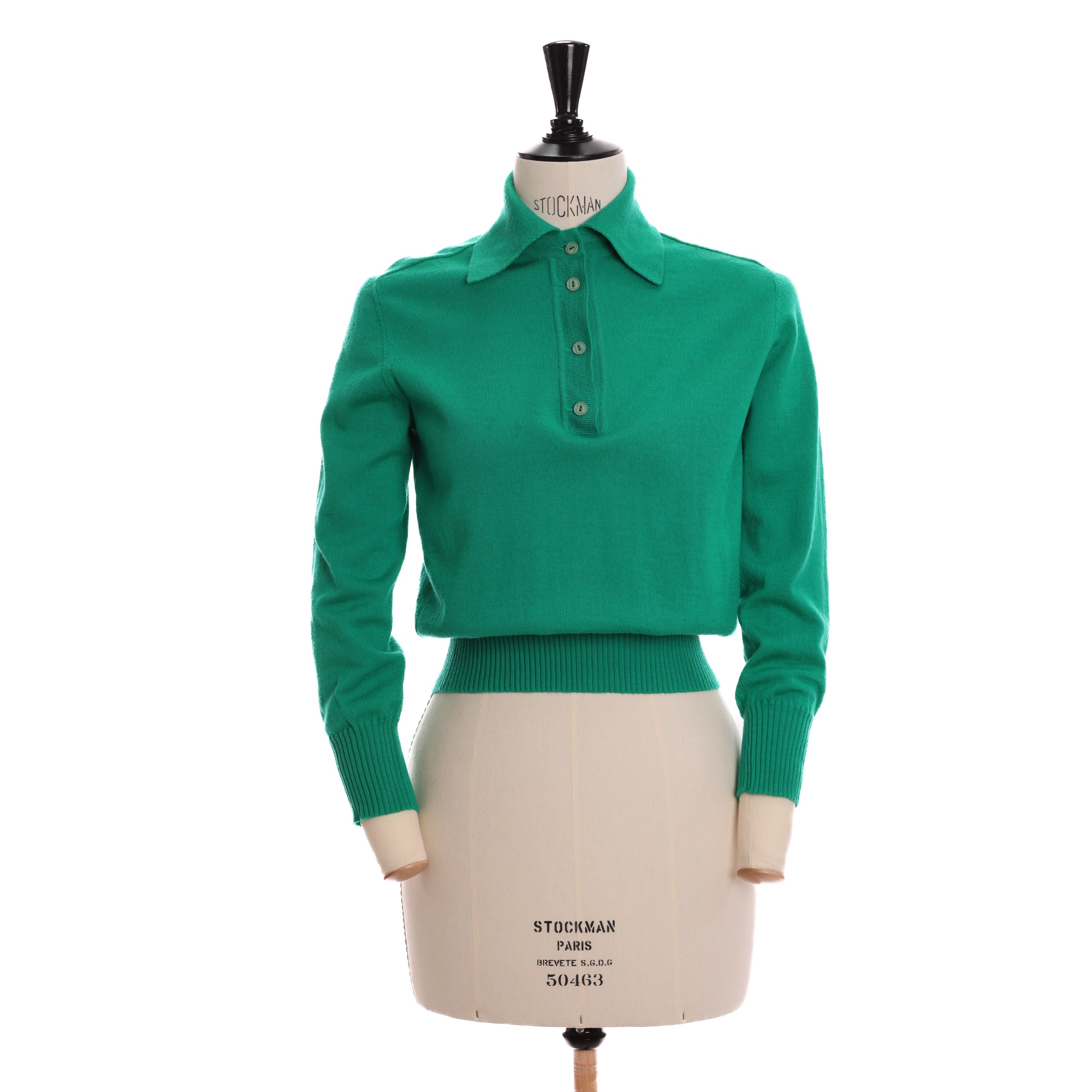 Лонгслив LUISA SPAGNOLI S зеленый шерсть V-образный вырез на пуговицах