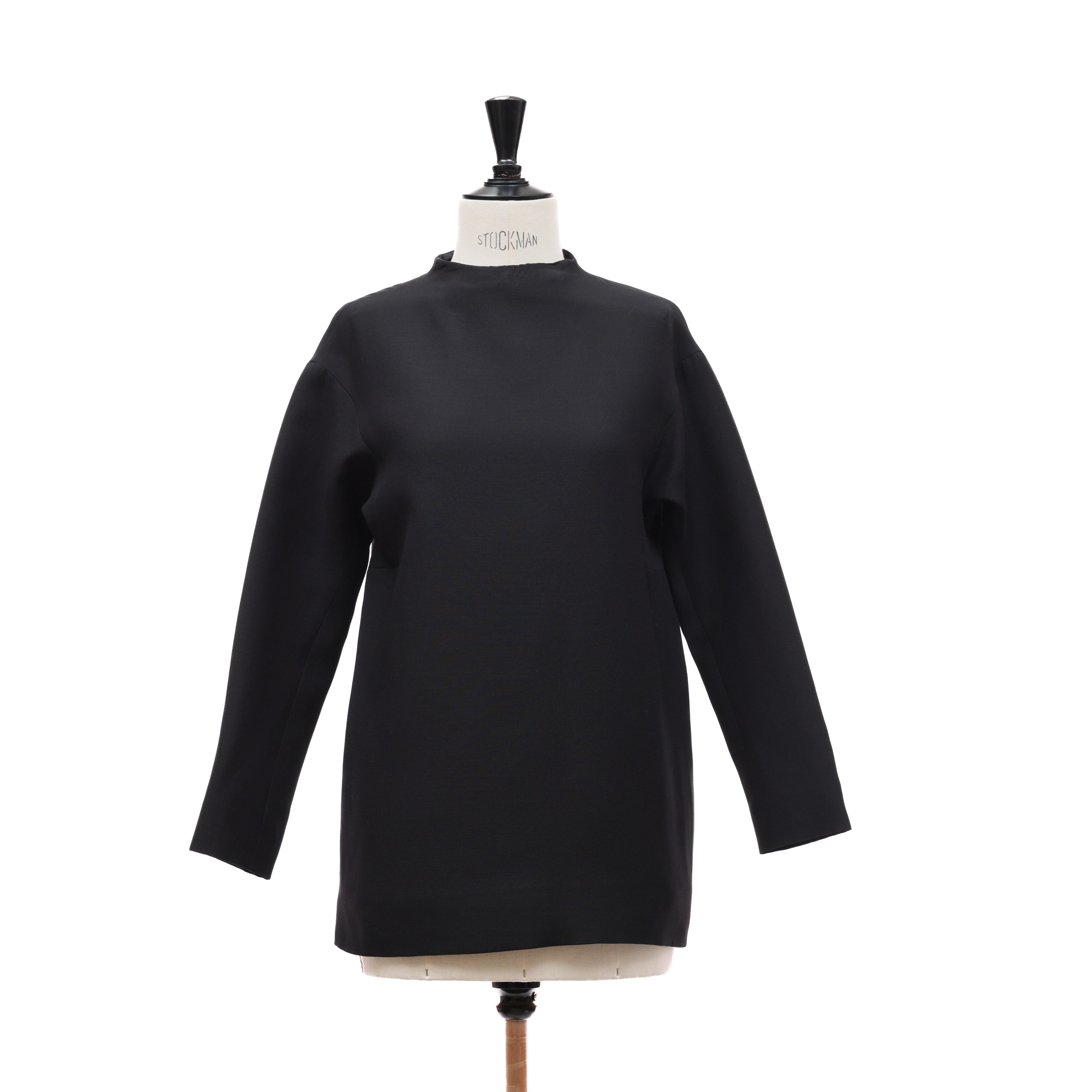 Топ VALENTINO 38 Черный шерсть зиппер по спинке,длинный рукав,прямой,без доп деталей Хим-ка