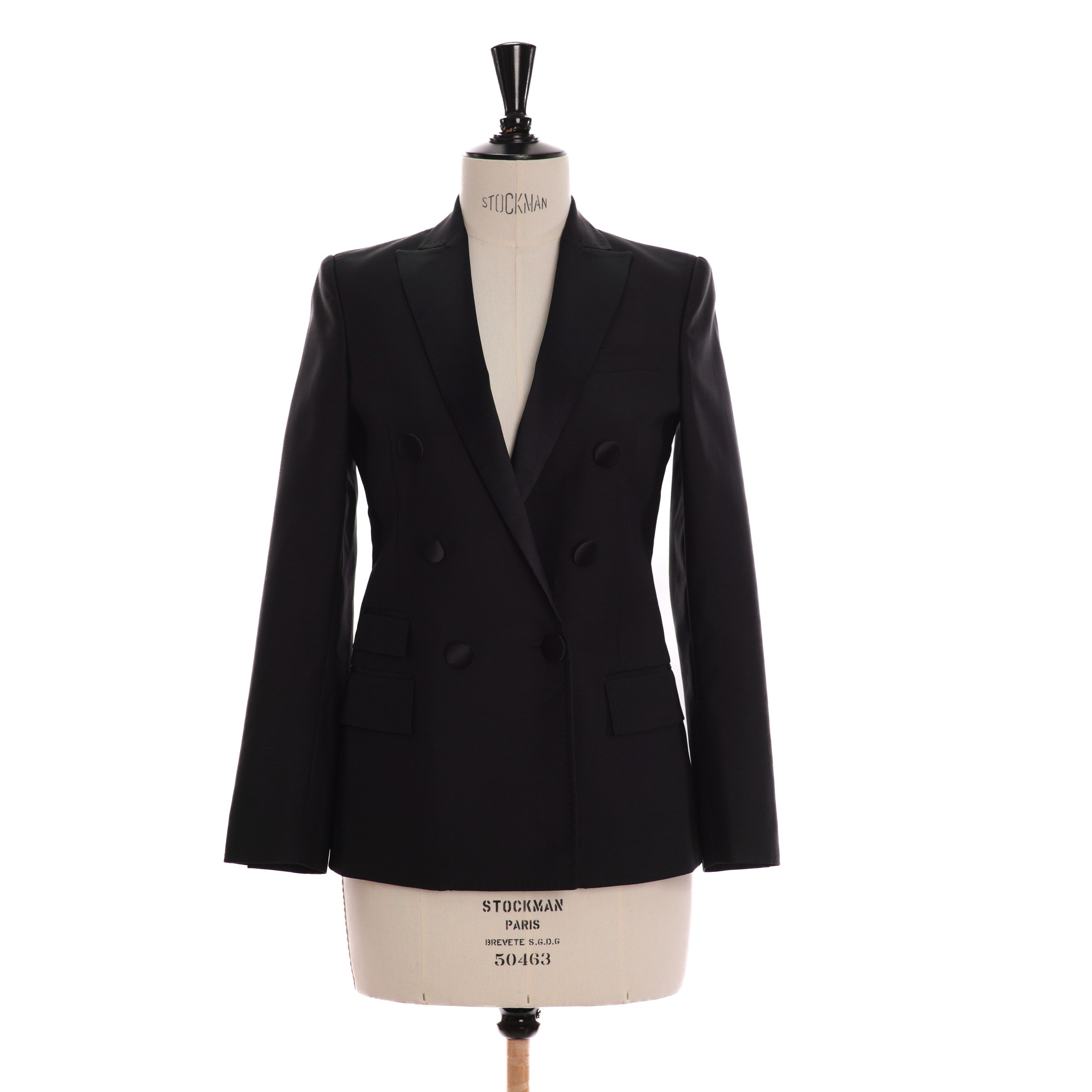 Пиджак DSQUARED2 38 Черный шерсть атласные пуговицы,двубортный,белый подклад