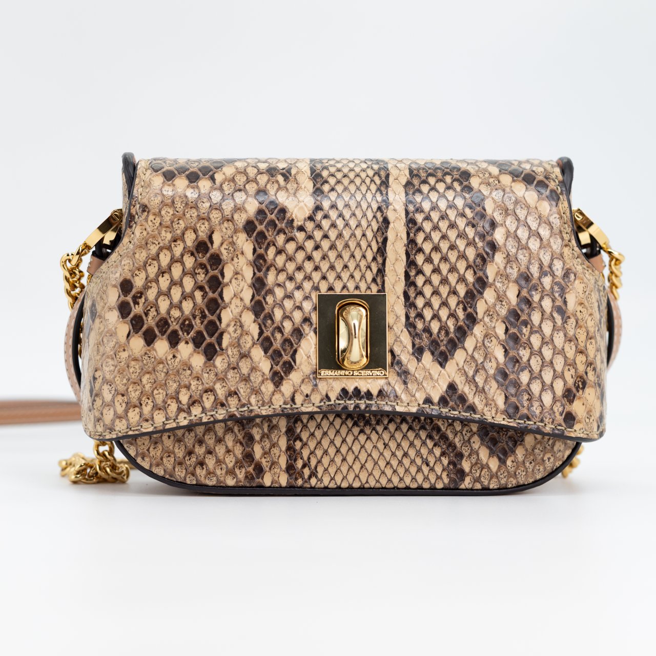 Сумка Ermano Scervino эмитация питон, золотая цепочка, кроссбоди