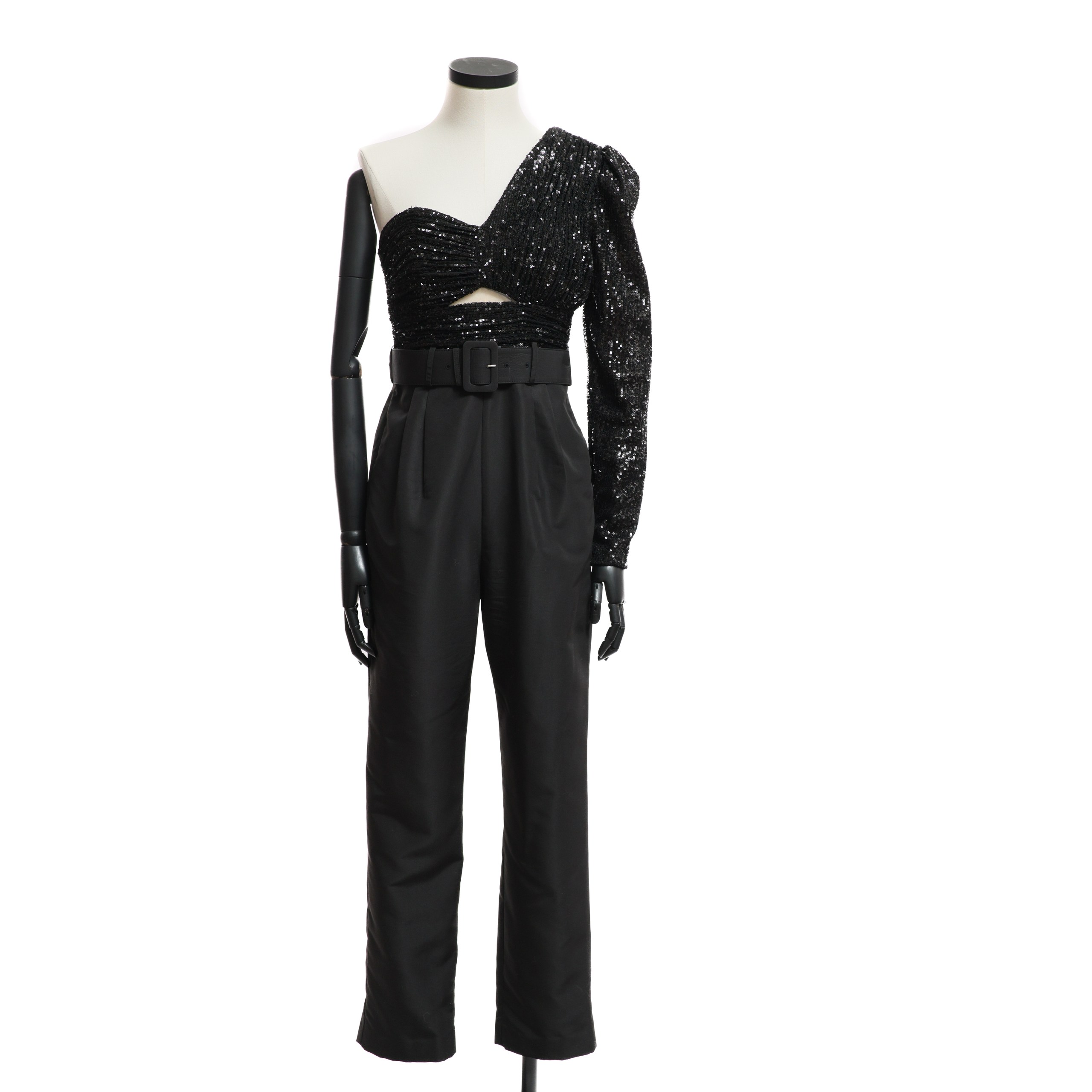 Комбинезон SELF-PORTRAIT 4 Черный текстиль черные пайетки по верху,один рукав,зиппер,ремень