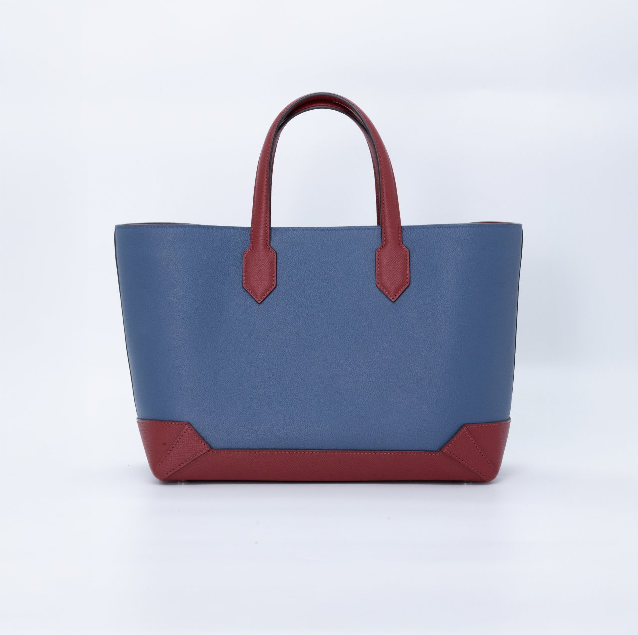 Сумка Hermes шоппер, синяя/бардовая зернистая кожа. Пыльник 