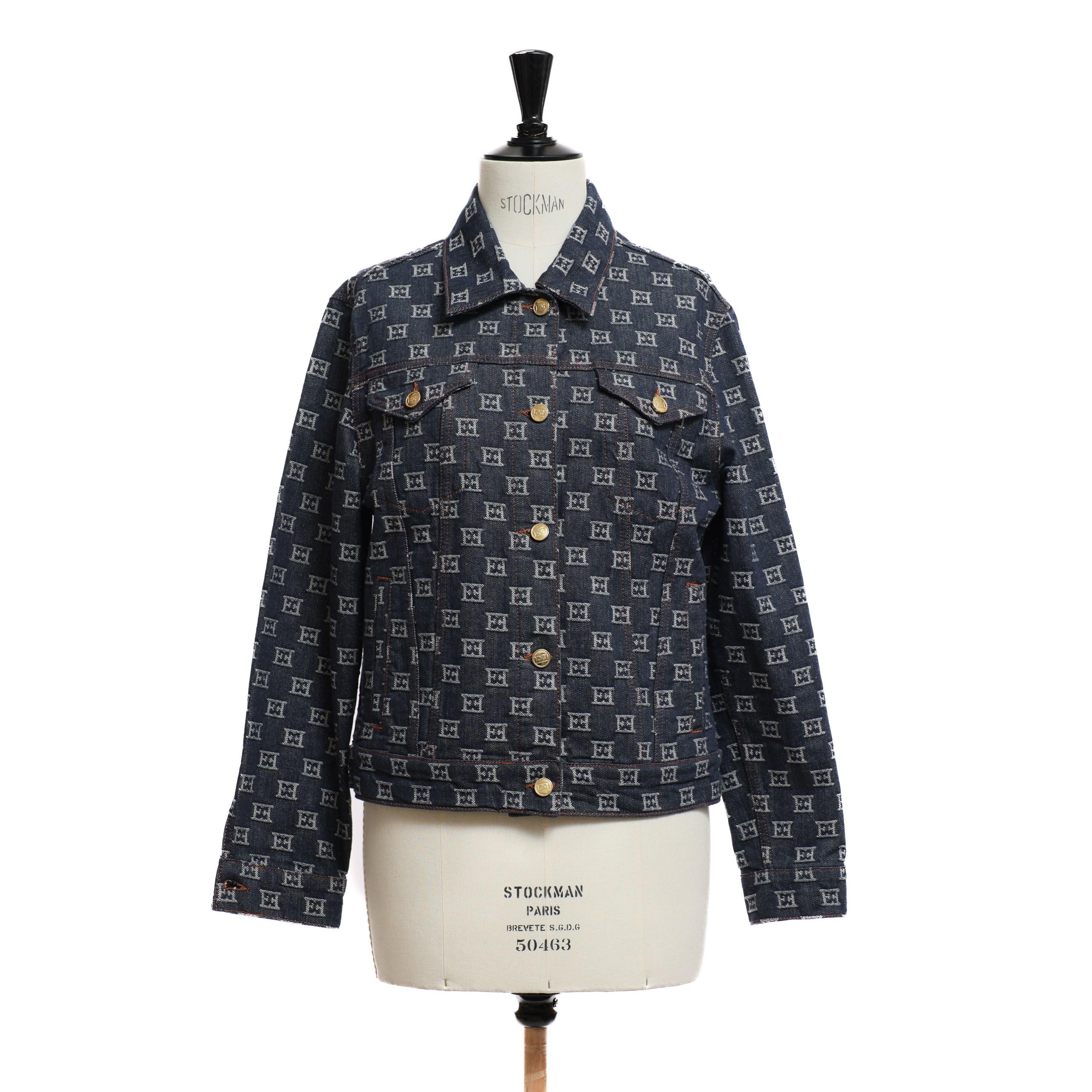 Куртка Escada sport 36 синий деним монограм, золотые пуговки