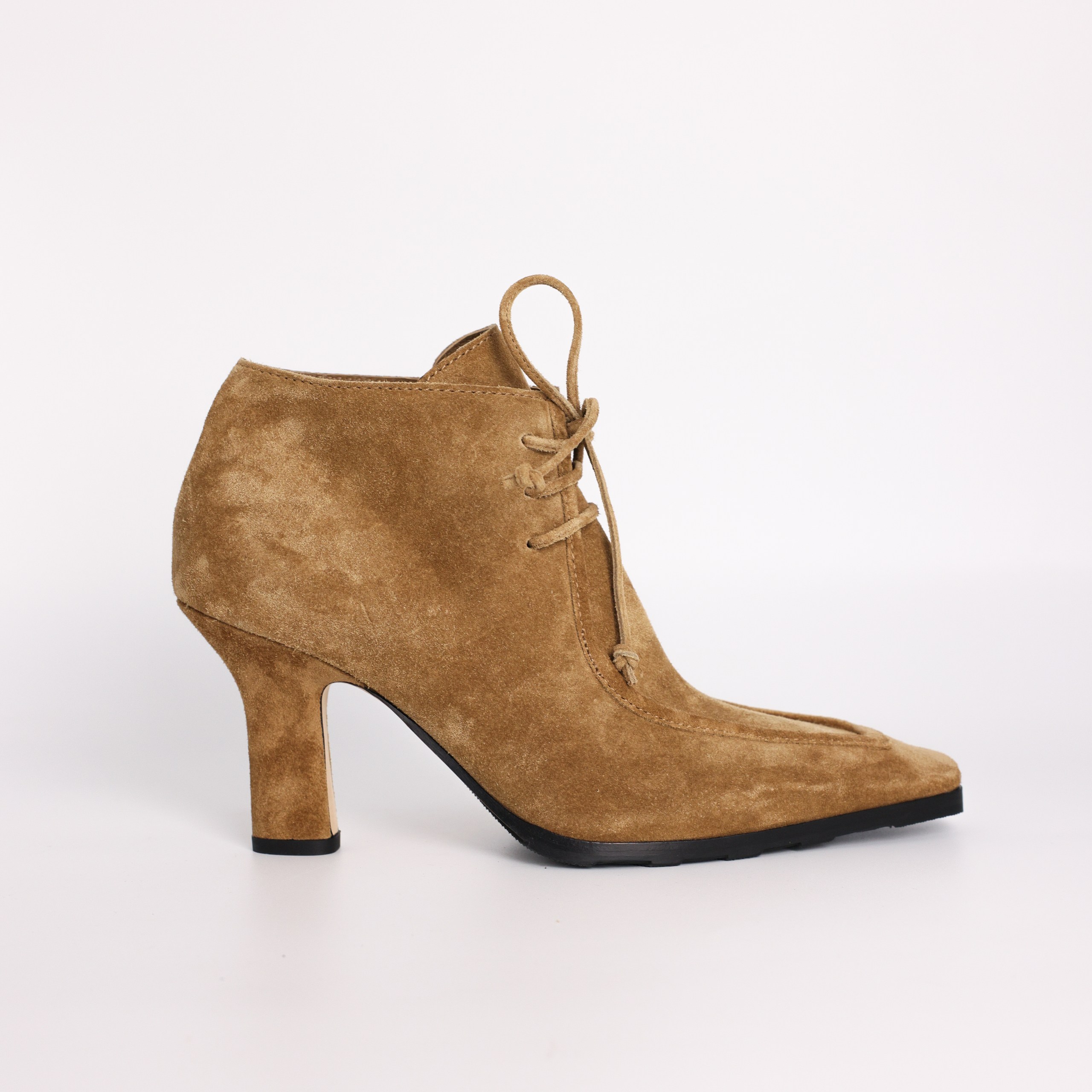 Ботинки BURBERRY 38 Бежевый / Коричневый BEIGE/BROWN замша небольшой устойчивый каблук,шнуровка,пыльник