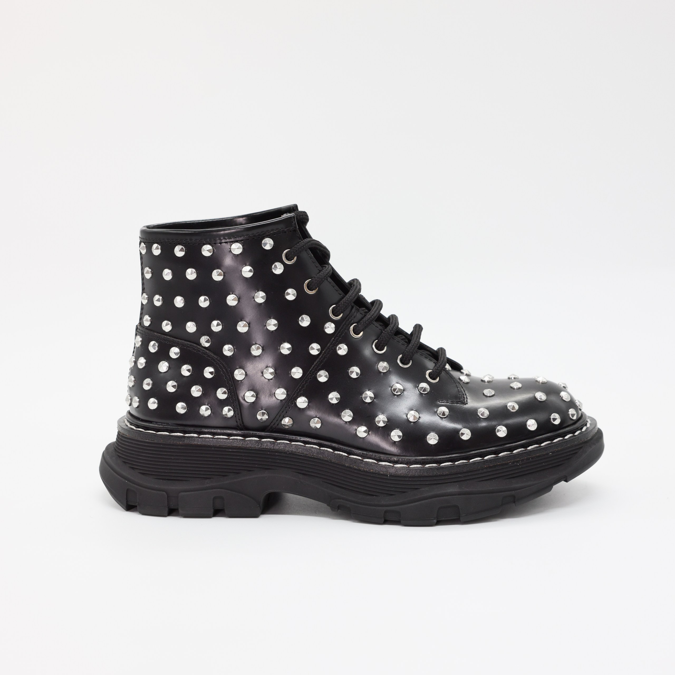 Ботинки ALEXANDER MCQUEEN 36 Черный кожа металические стады,шнуровка,коробка