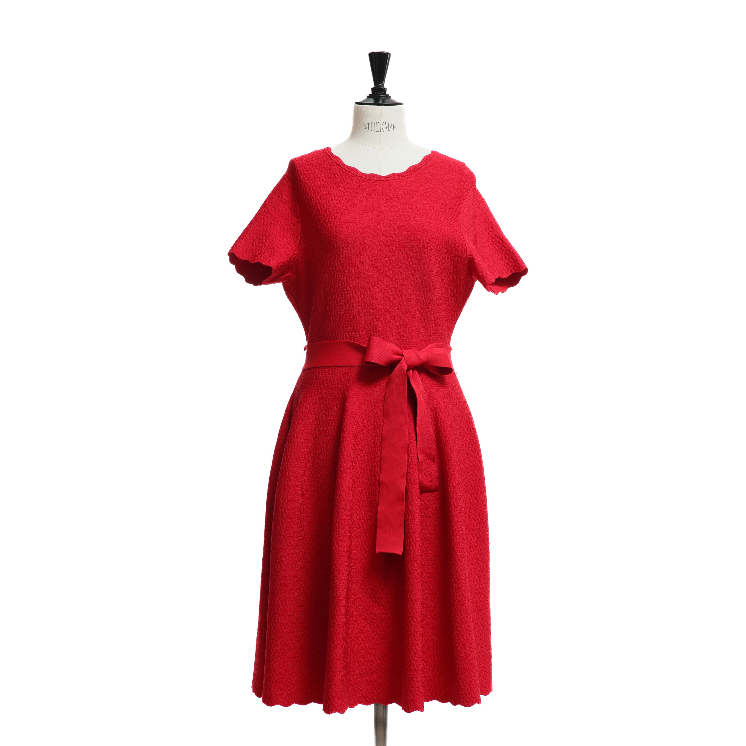 Платье CAROLINA HERRERA L Красный вискоза рельефная тукстура,с поясочком