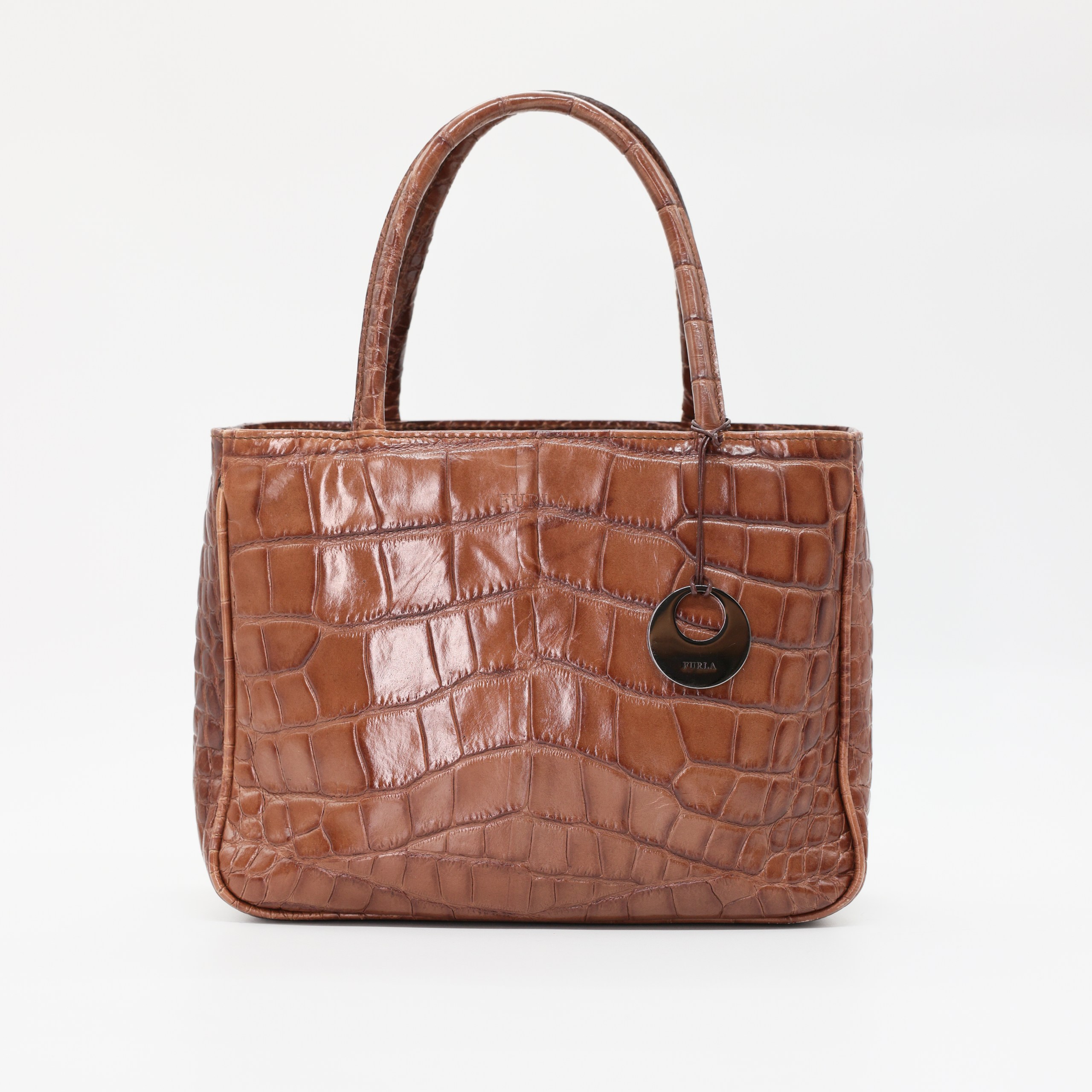 Сумка S FURLA SMALL коричневый кожа имитация кроко,две ручки,пыльник