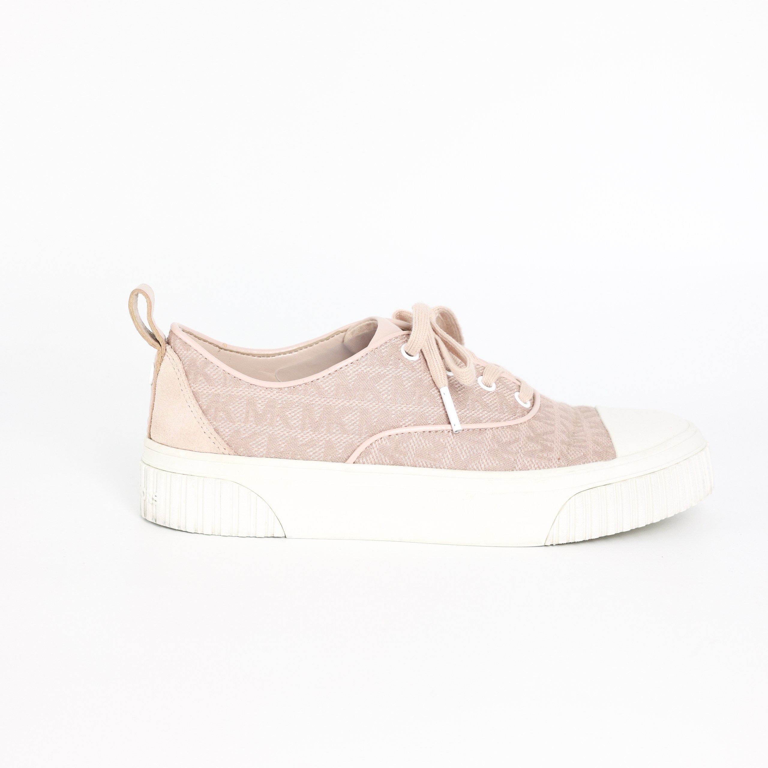 Кеды MK 6M пудровый текстильный монограм, замшевая пятка