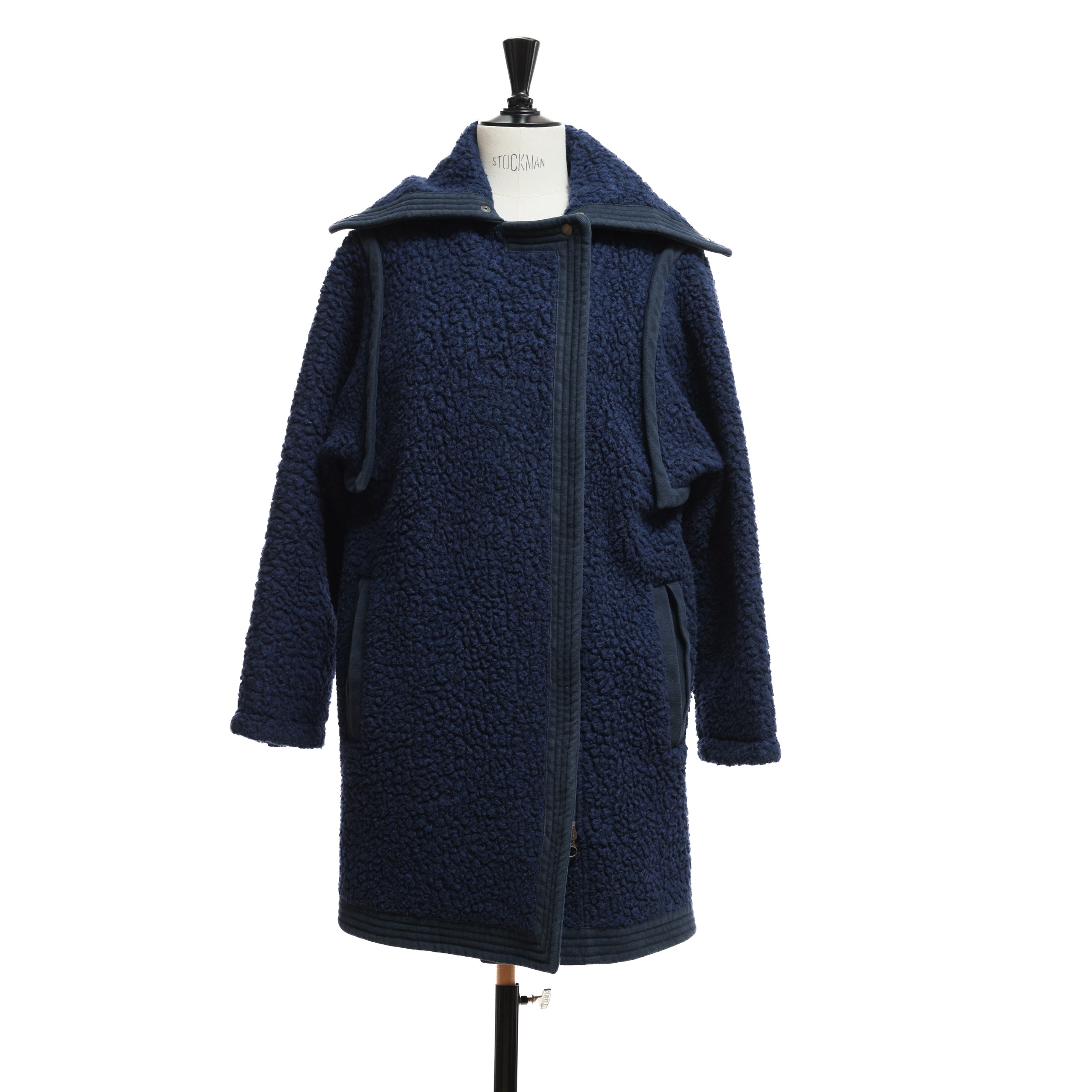 Пальто SEE BY CHLOE 40 Темно Синий DARK NAVY эко-мех плюшевое,ребристые вставки по краям,зиппер,кнопки,широкий манжет