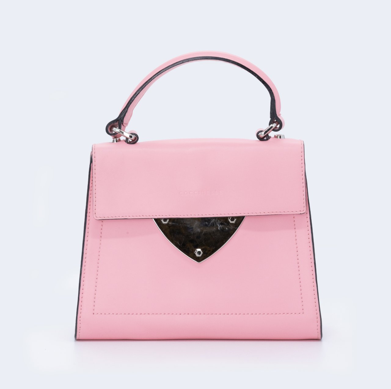 Сумка Cuccinelle Розовая кожа, черные срезы, стальная фурнитура, доп лямка