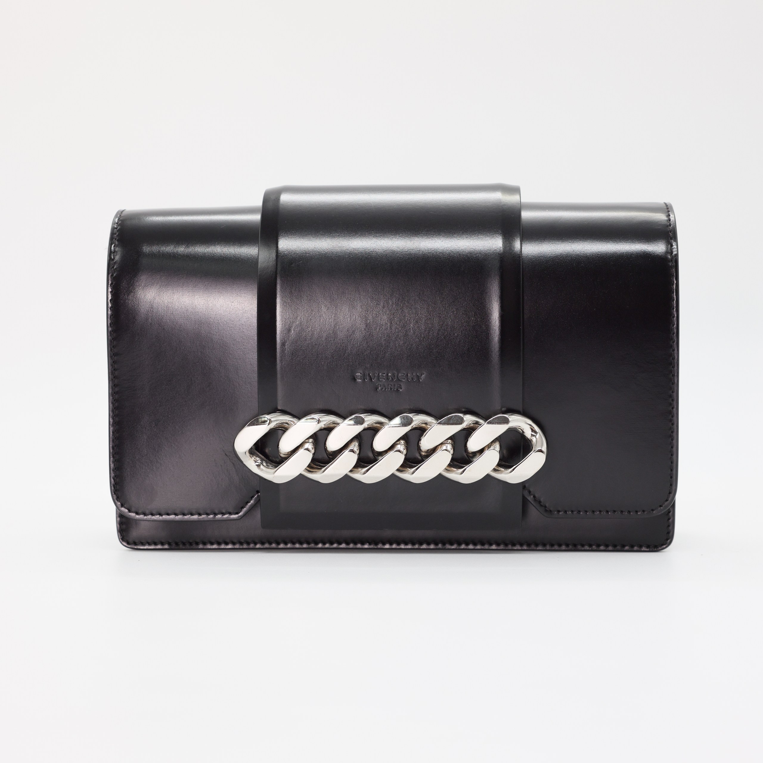 Сумка M GIVENCHY MIDDLE Черный кожа модель Infinity Flap Bag,декор металическая цепь на клапане