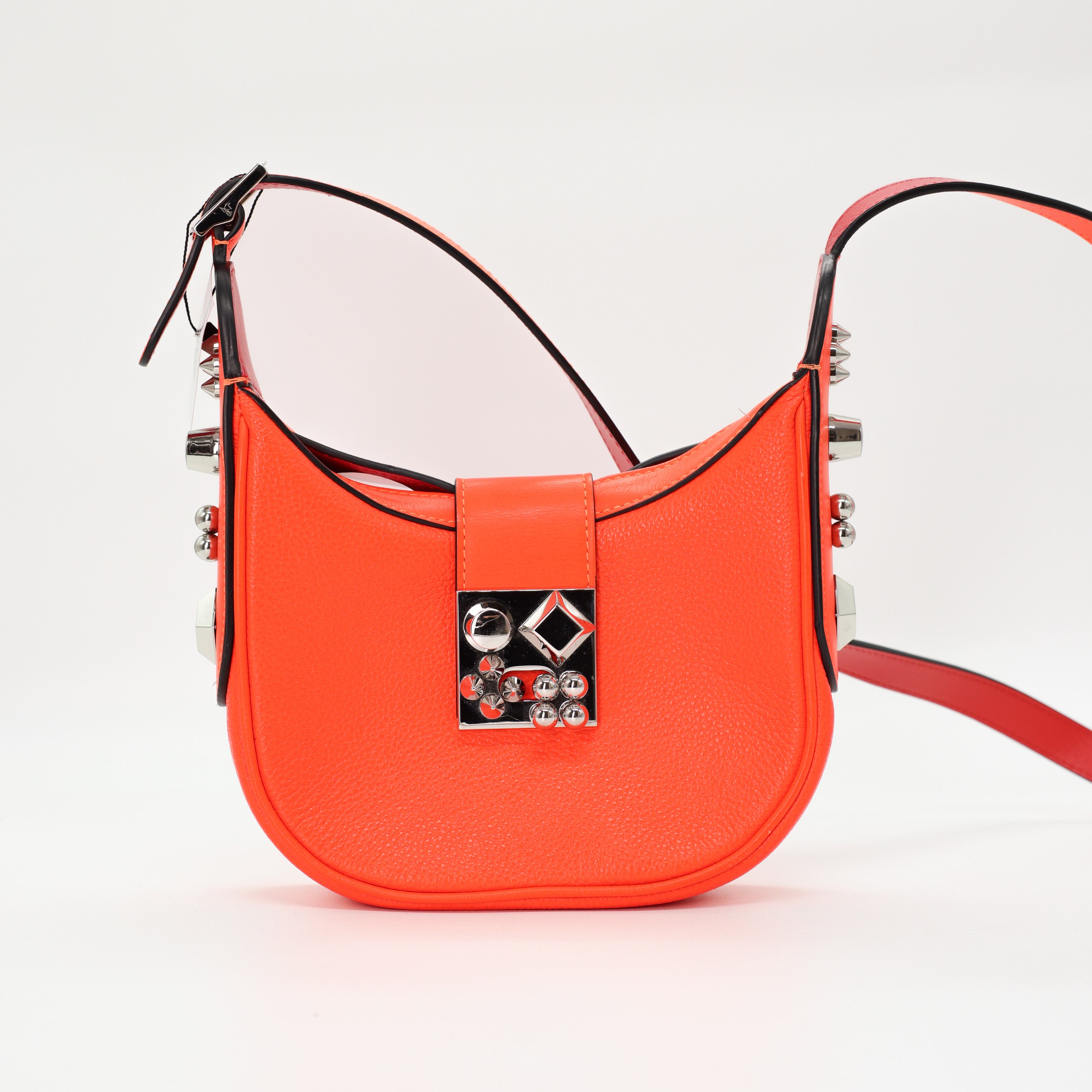 Сумка S CHRISTIAN LOUBOUTIN SMALL оранжевый кожа металическая фурнитура,длинный ремешек,зерно