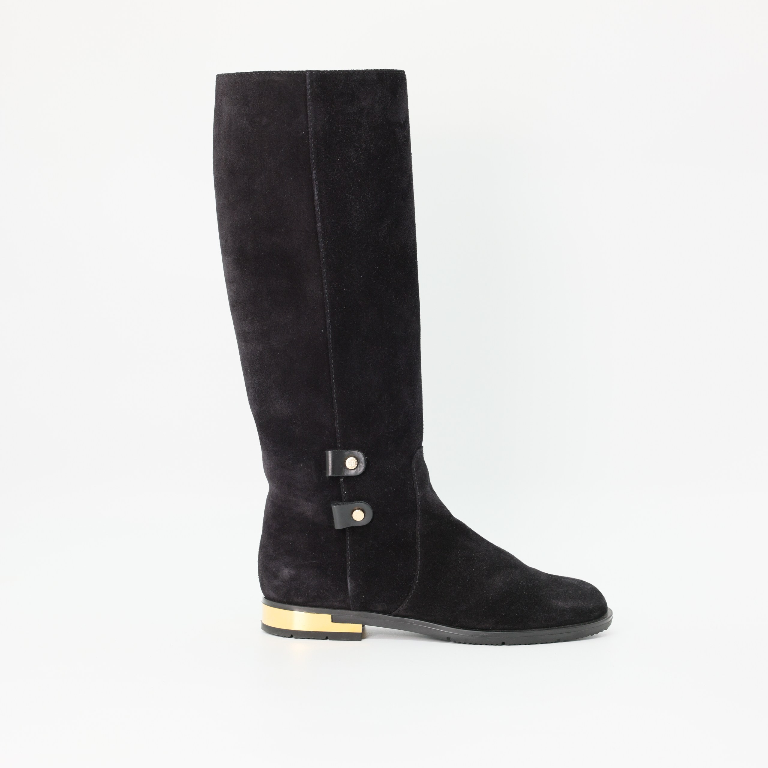 Сапоги BALDININI 38,5 Черный замша без каблука,золотая деталь по пяточке,золотой зиппер