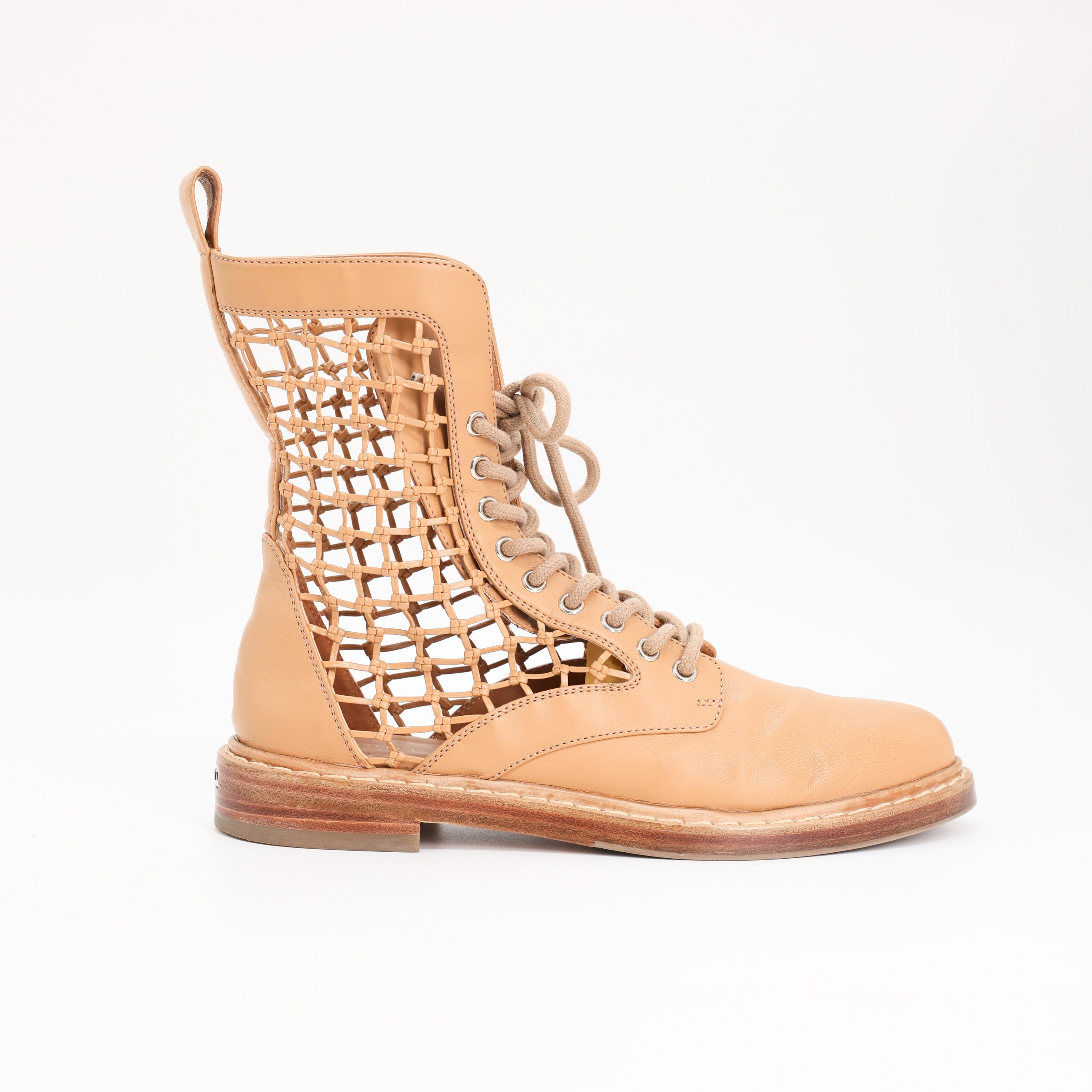 Ботинки Le Silla 40 бежевая кожа, голенище сетка. Реставрация