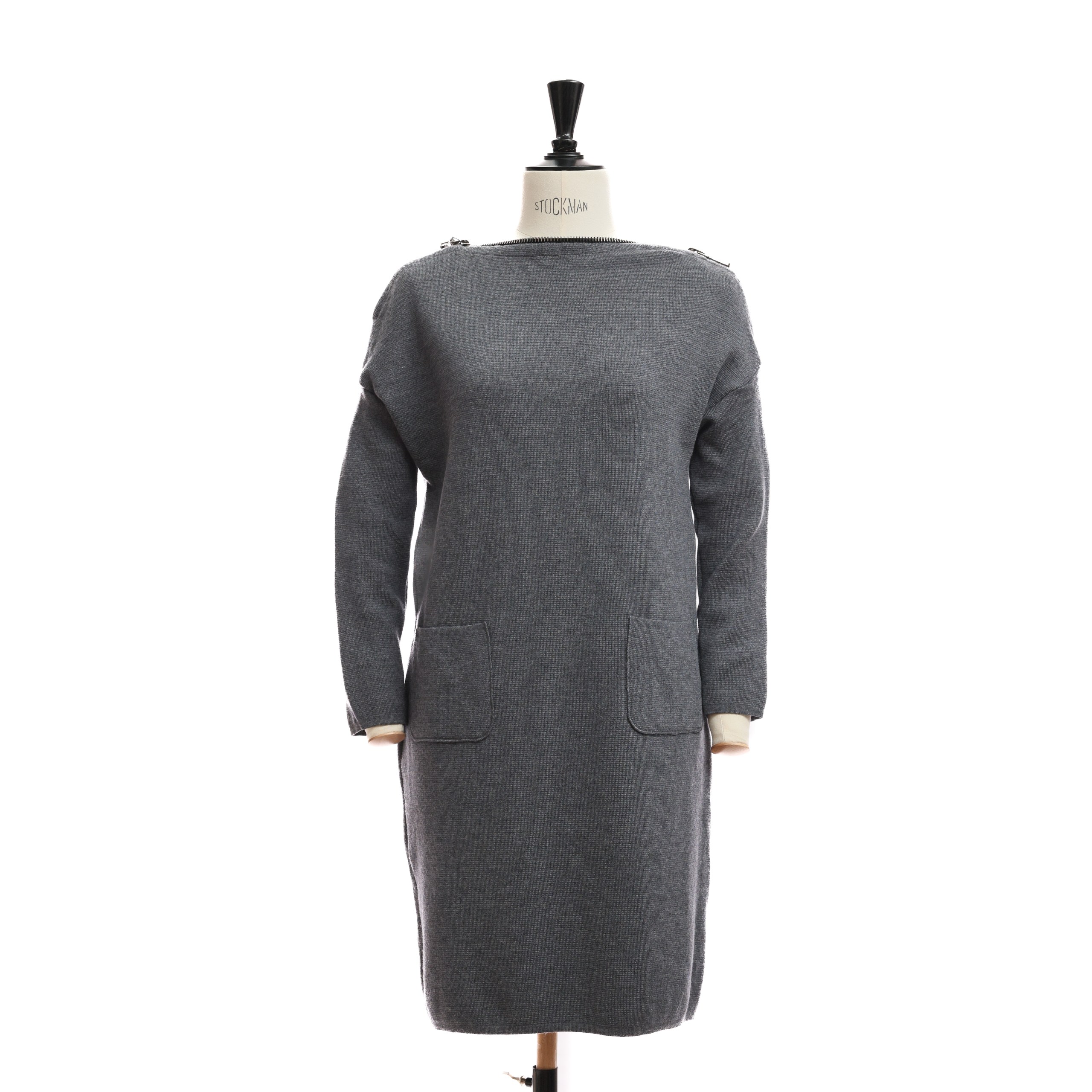 Платье ALESSANDRO L серо-синий шерсть металический зиппер по плечам