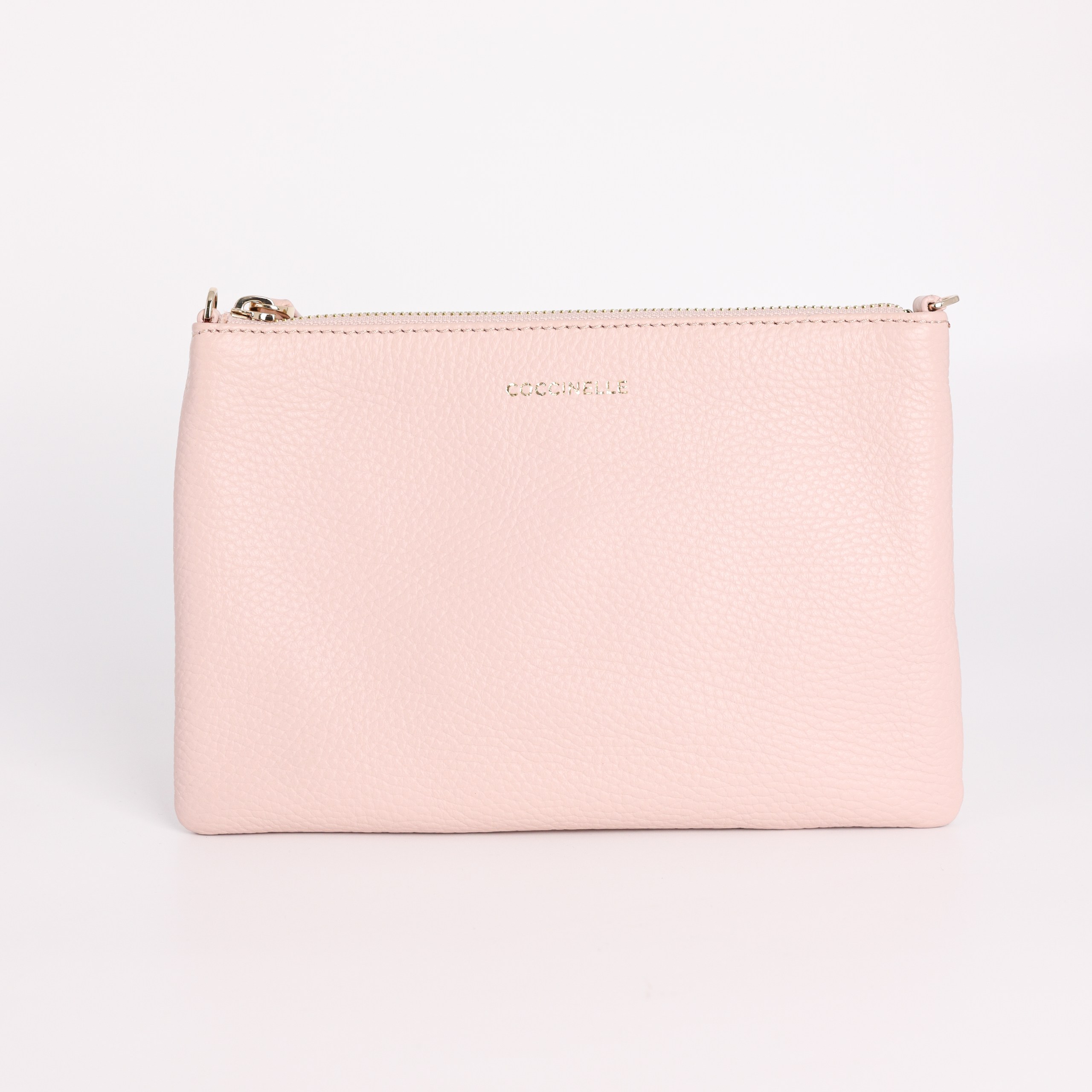 Планшетка Coccinelle светло розовая зернистая кожа, плечевая лямка, зиппер золто 