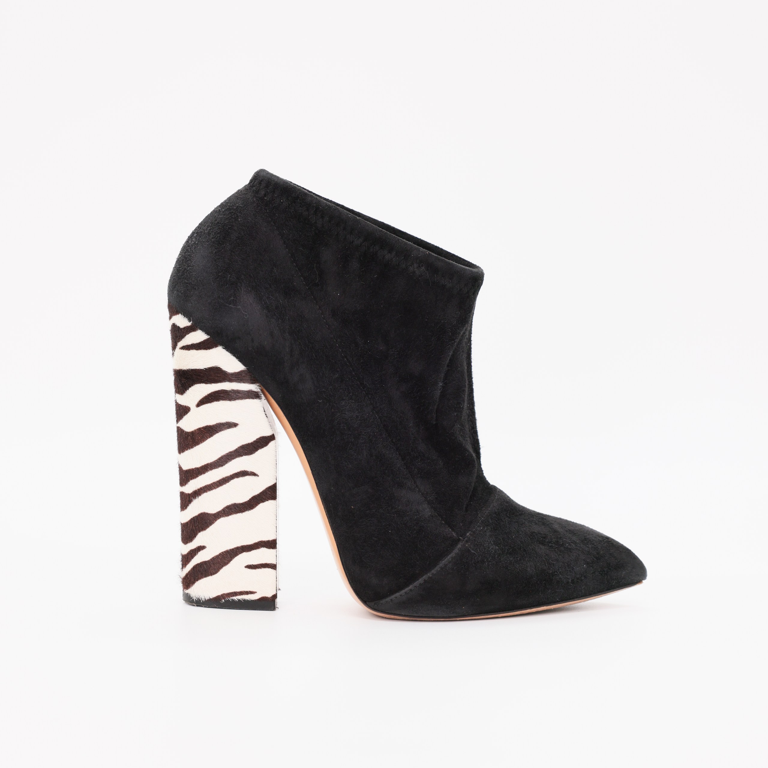 Ботильоны CASADEI 7 Черный замша каблук принт зебра