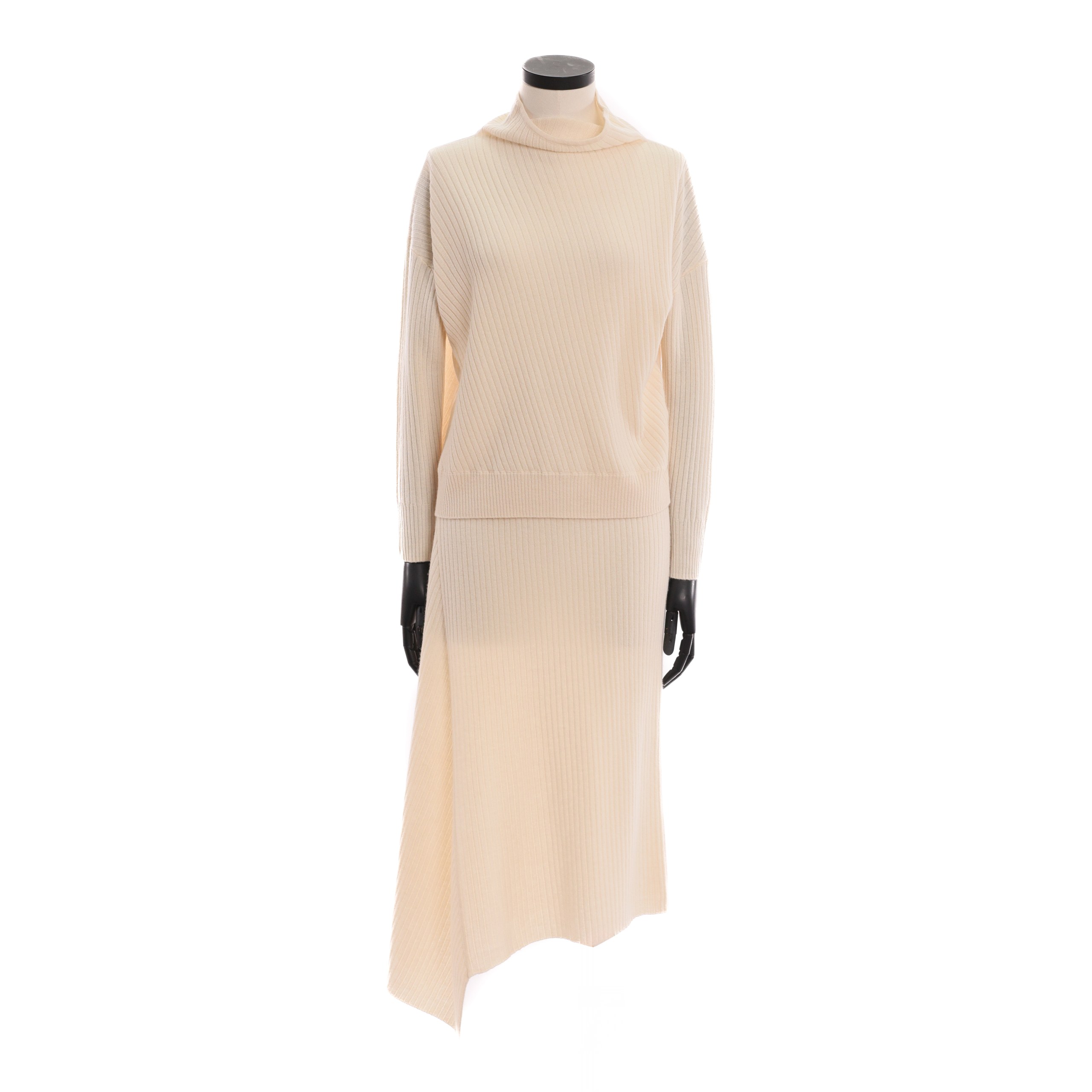 Сет MAX MARA STUDIO S Айвори шерсть вязка,свободное горло,длинная юбка на резинке