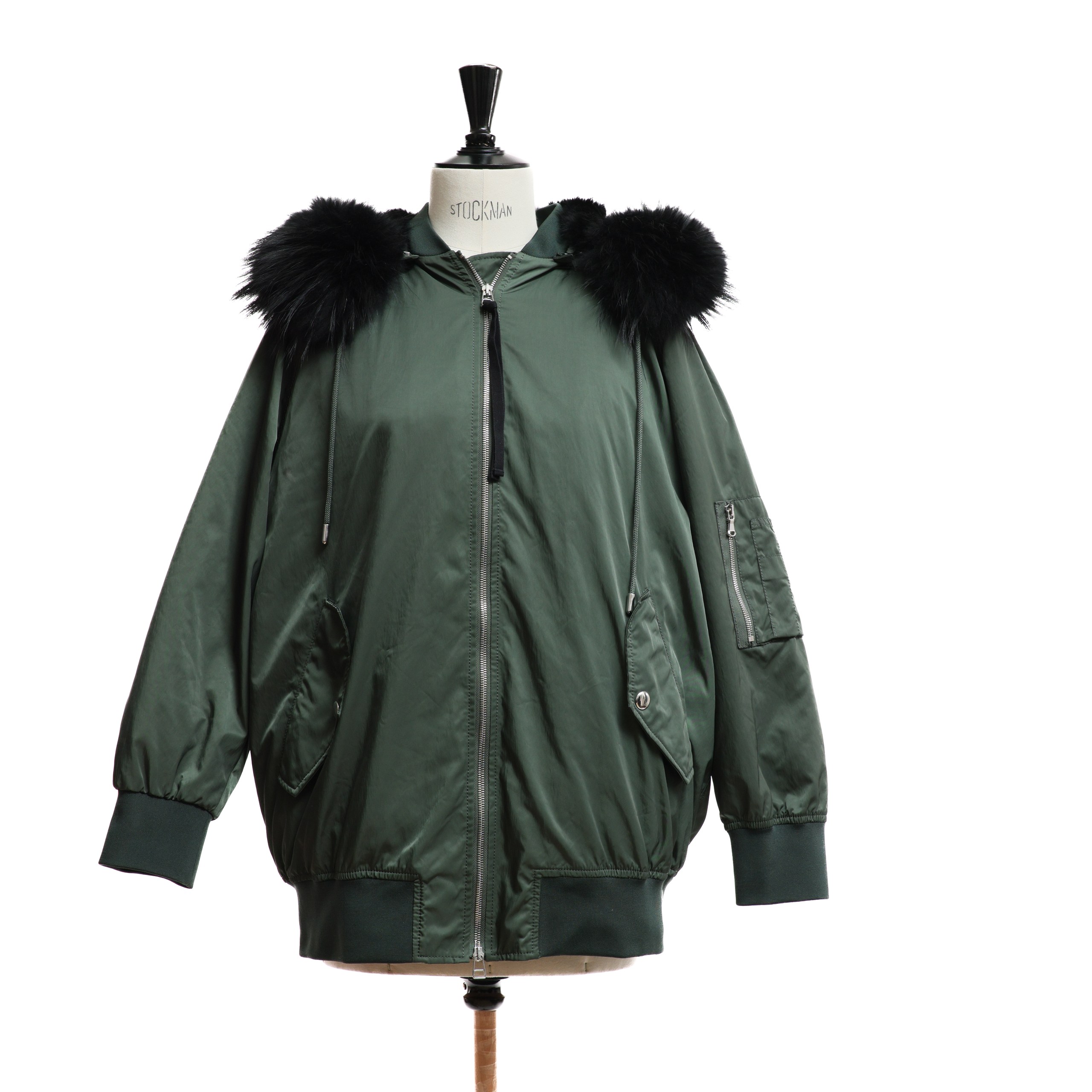 Парка SPORTMAX S бутылочный балонь съемнный утепленный внутренний жилет,черный капюшон меховый,зиппер