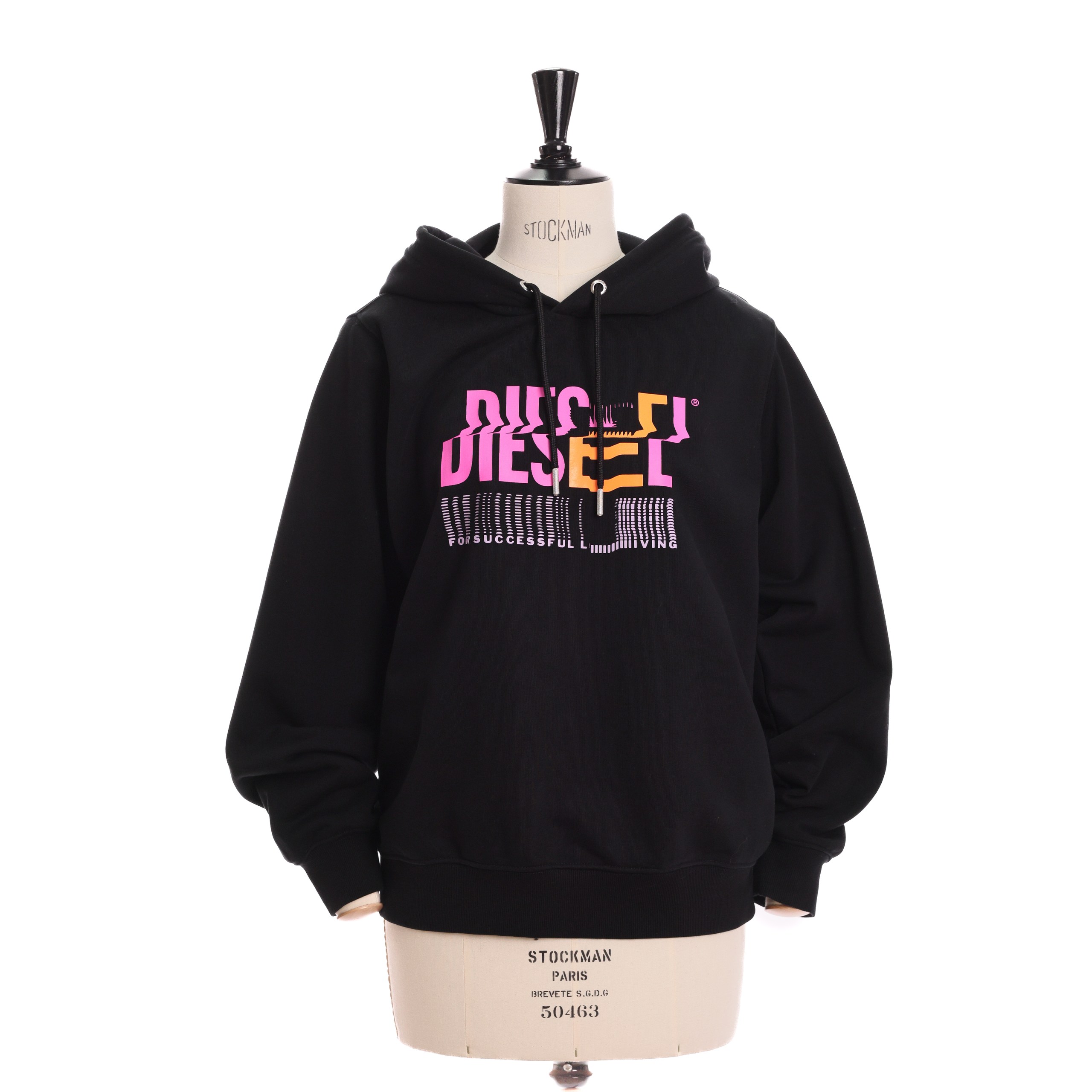 Батник DIESEL M Черный котон принт розовое лого на груди