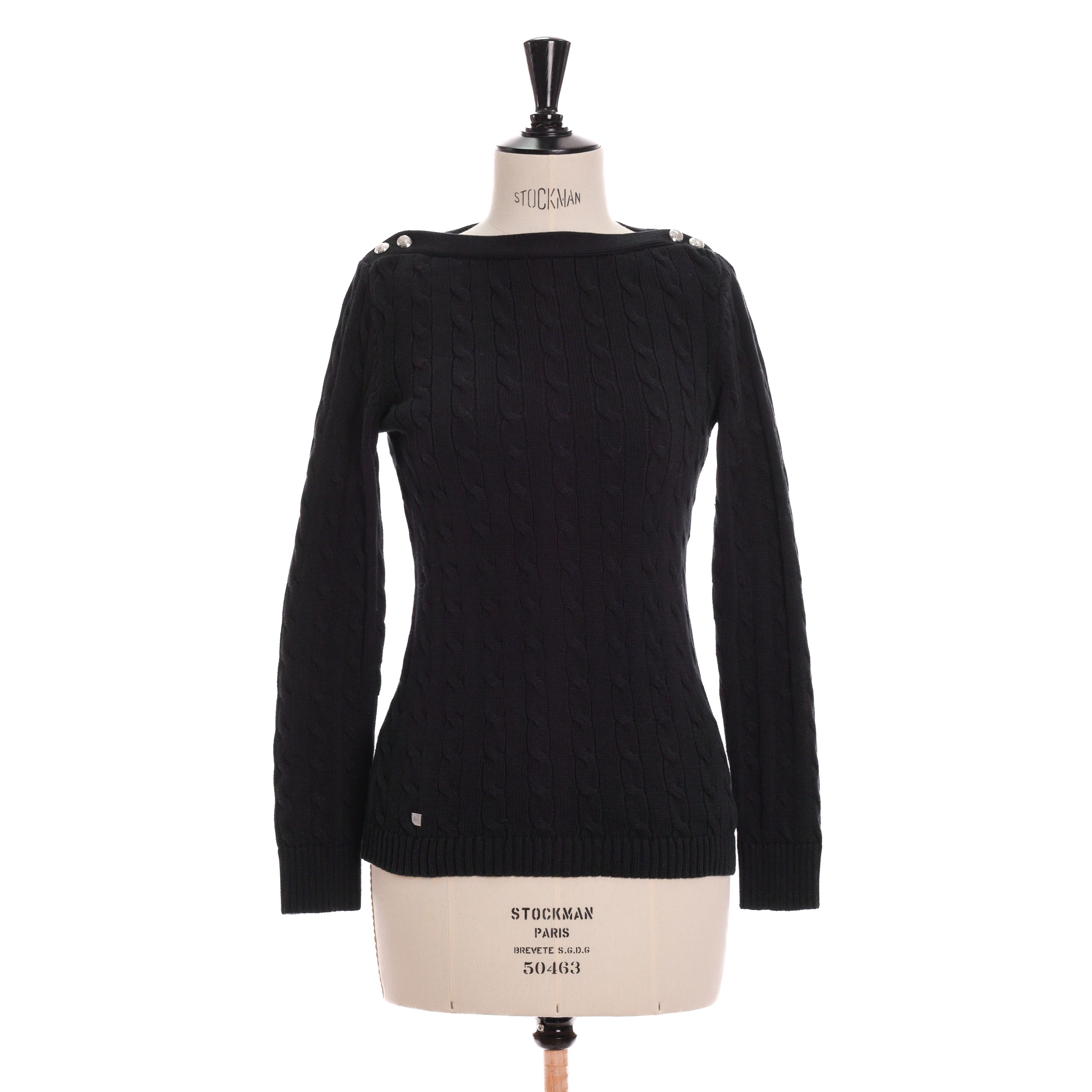 Лонгслив RALPH LAUREN M Черный котон вязка,металические пуговицы по плечам