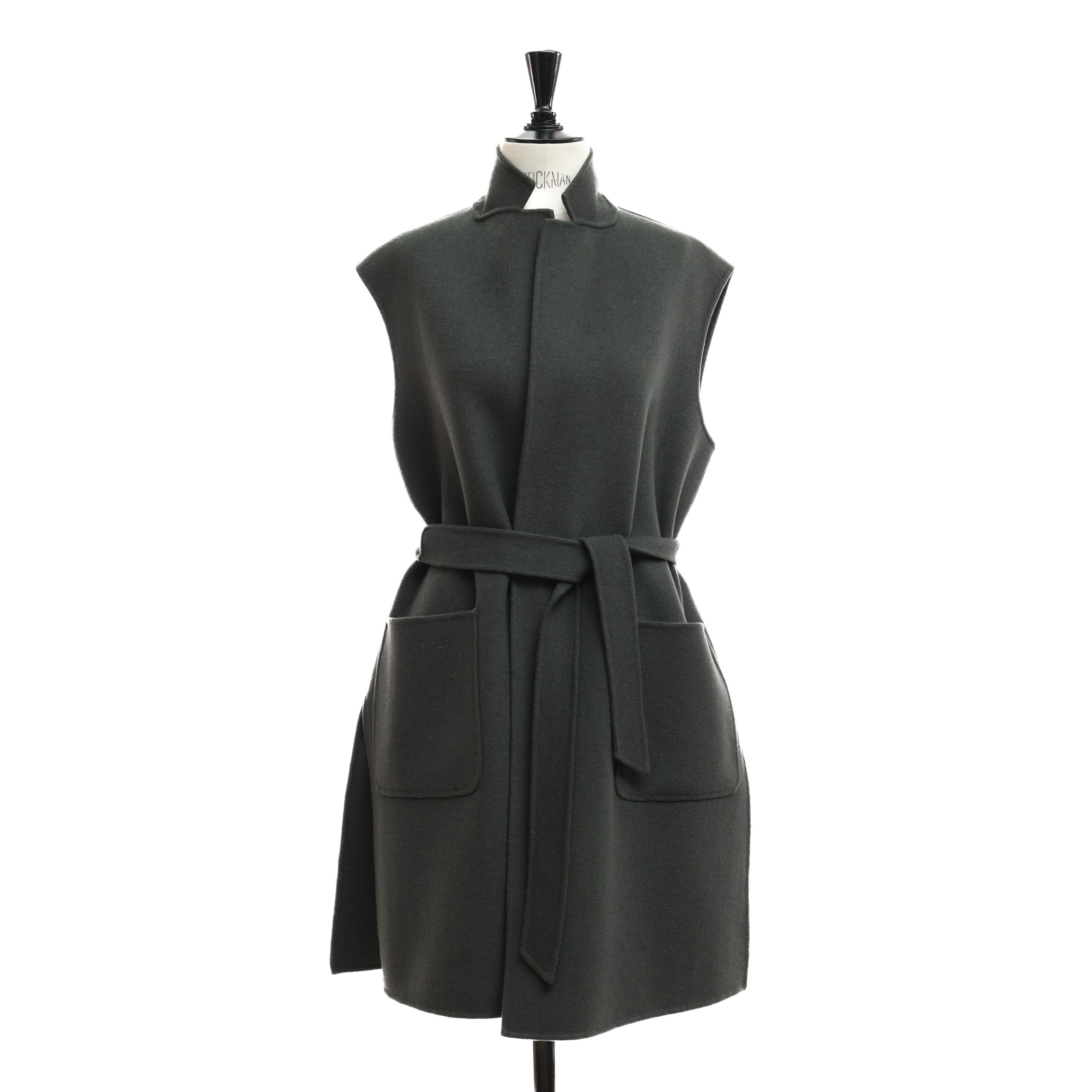 Жилет WEEKEND 42 Темно Зеленый DARK GREEN шерсть длинный,два кармана,пояс