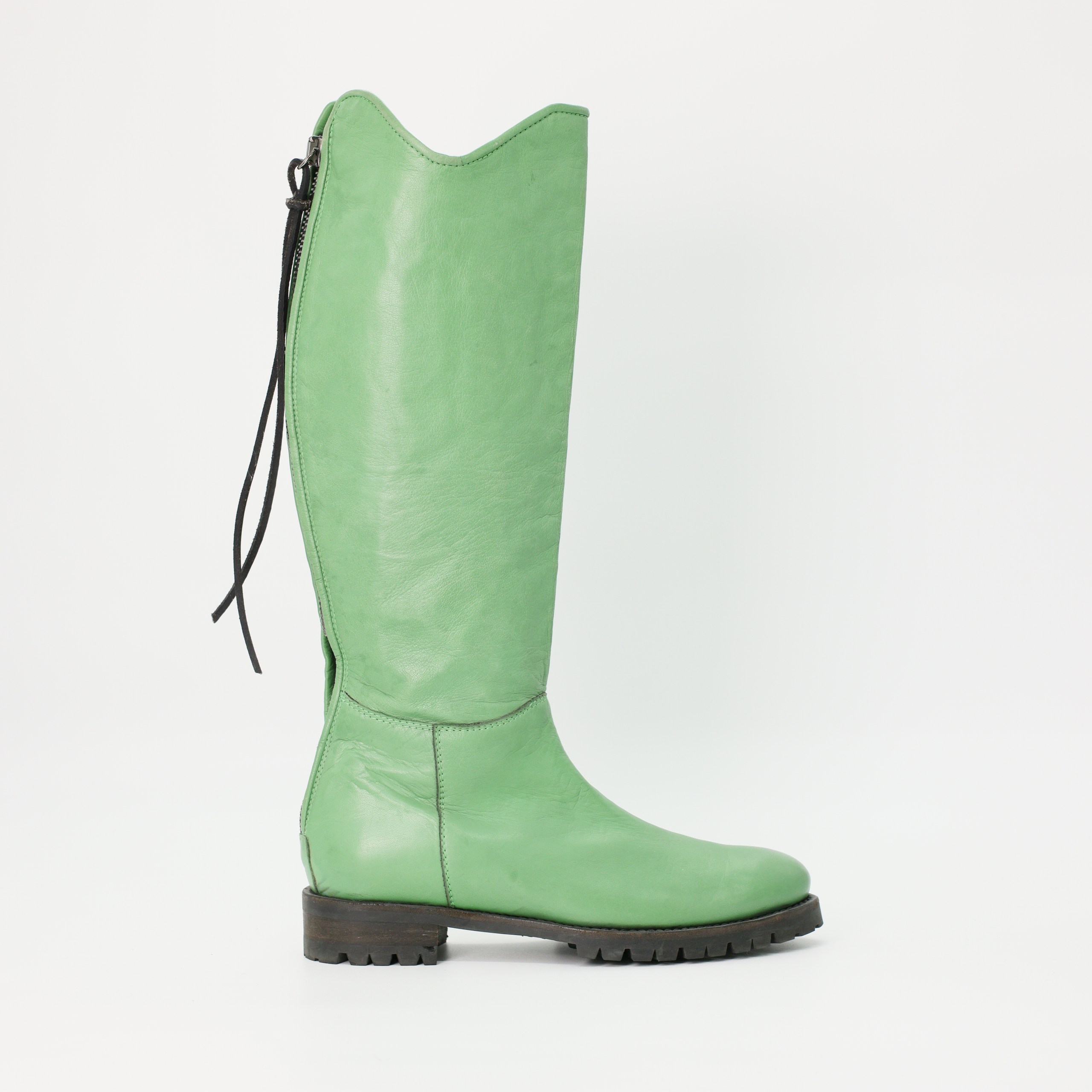 Сапоги ERMANNO SCERVINO 37 зеленый кожа черный зиппер по пяточке в длину