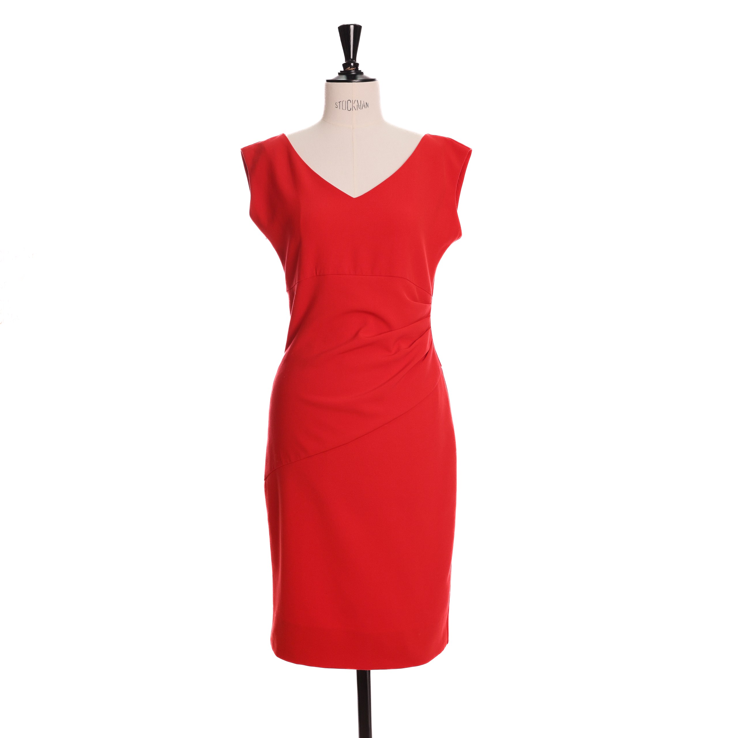 Платье DIANE VON FURSTENBERG L Красный / Чёрный RED/BLACK текстиль сборка по левому боку на талии,без рукавов