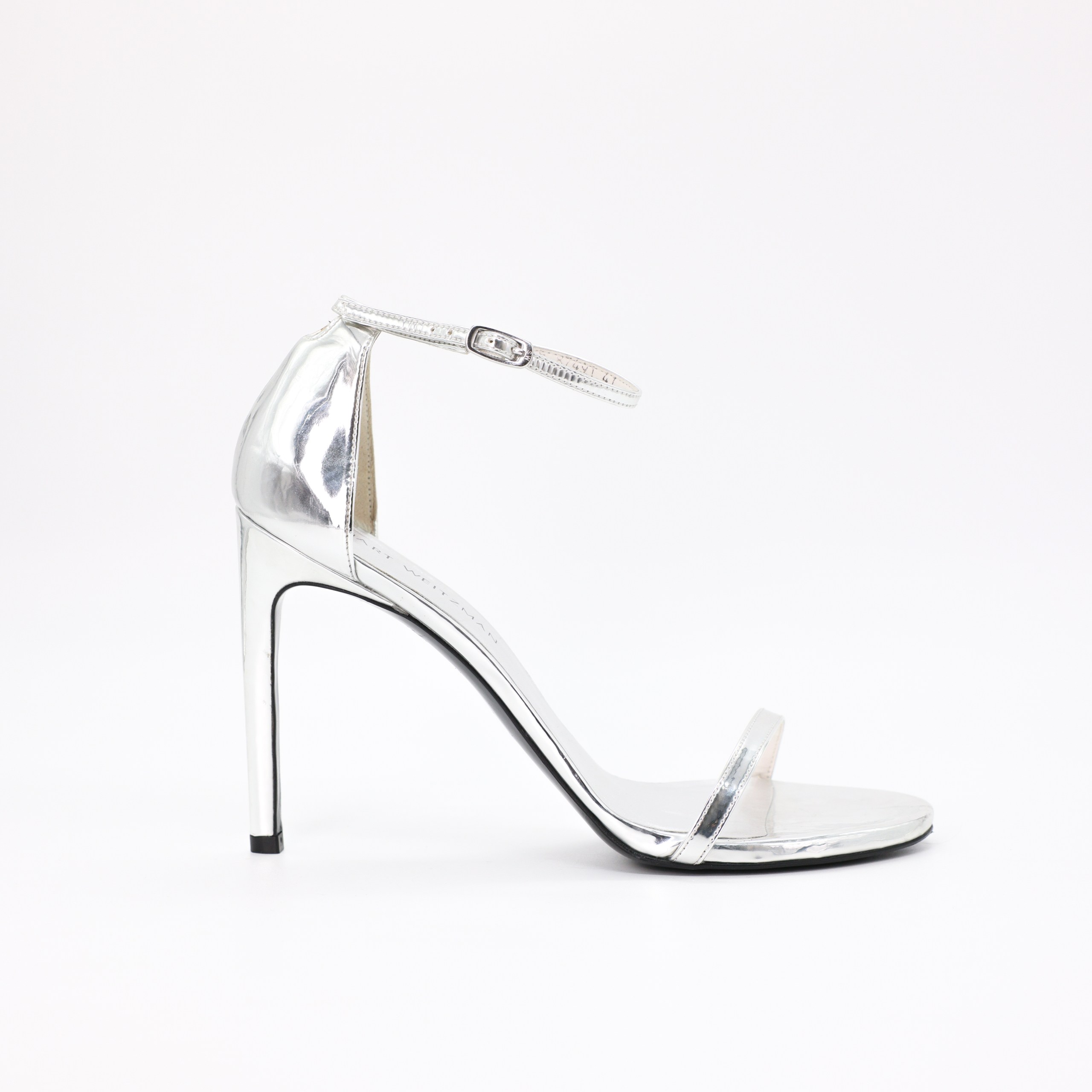 Босоножки STUART WEITZMAN 41 Серебристый кожа закрытая пяточка,ремешек по щиколодке и по пальчикам,12 см каблук.коробка