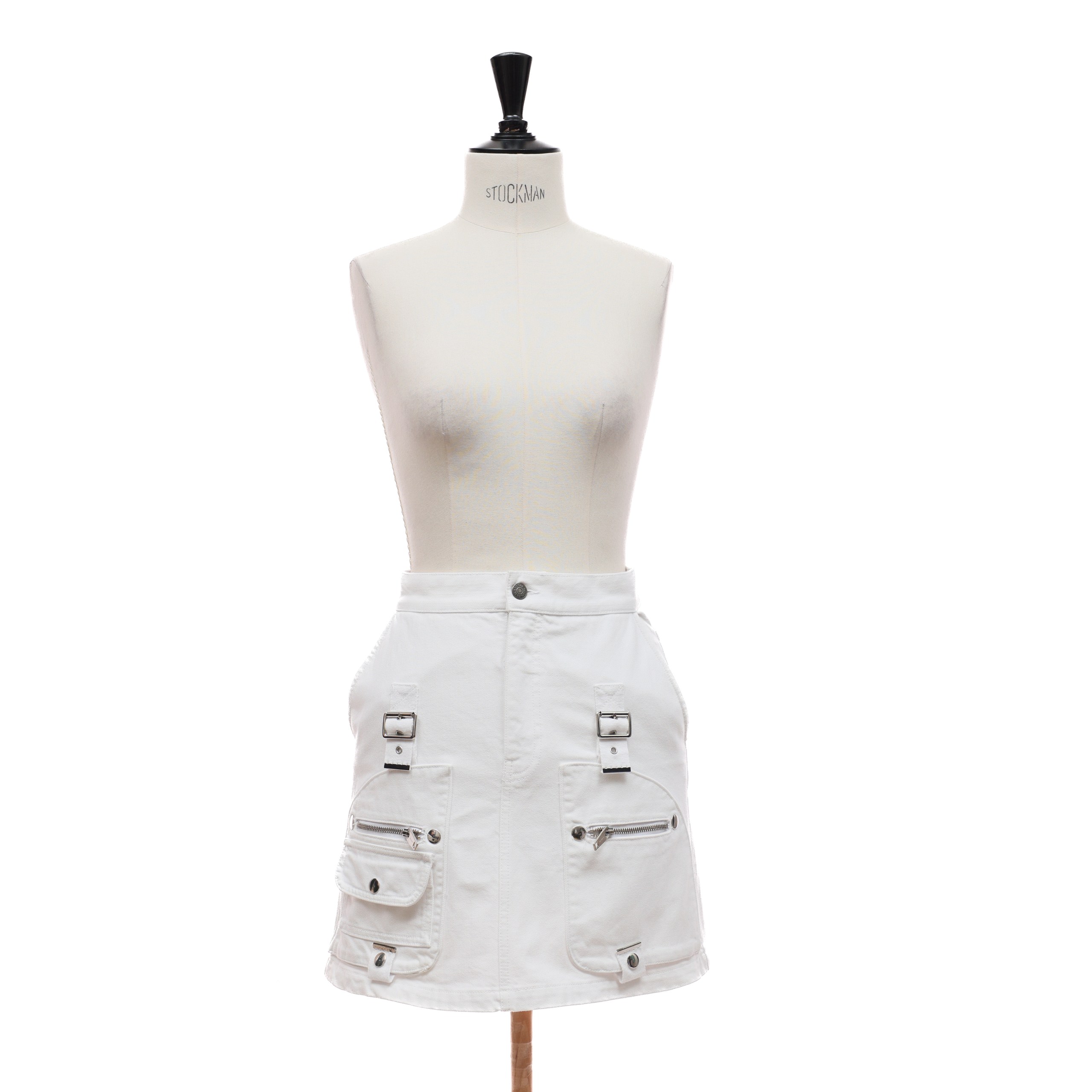 Юбка THE KOOPLES 1 Белый деним декор ремешки,карманы,зипперы,металическая фурнитура,хим-ка