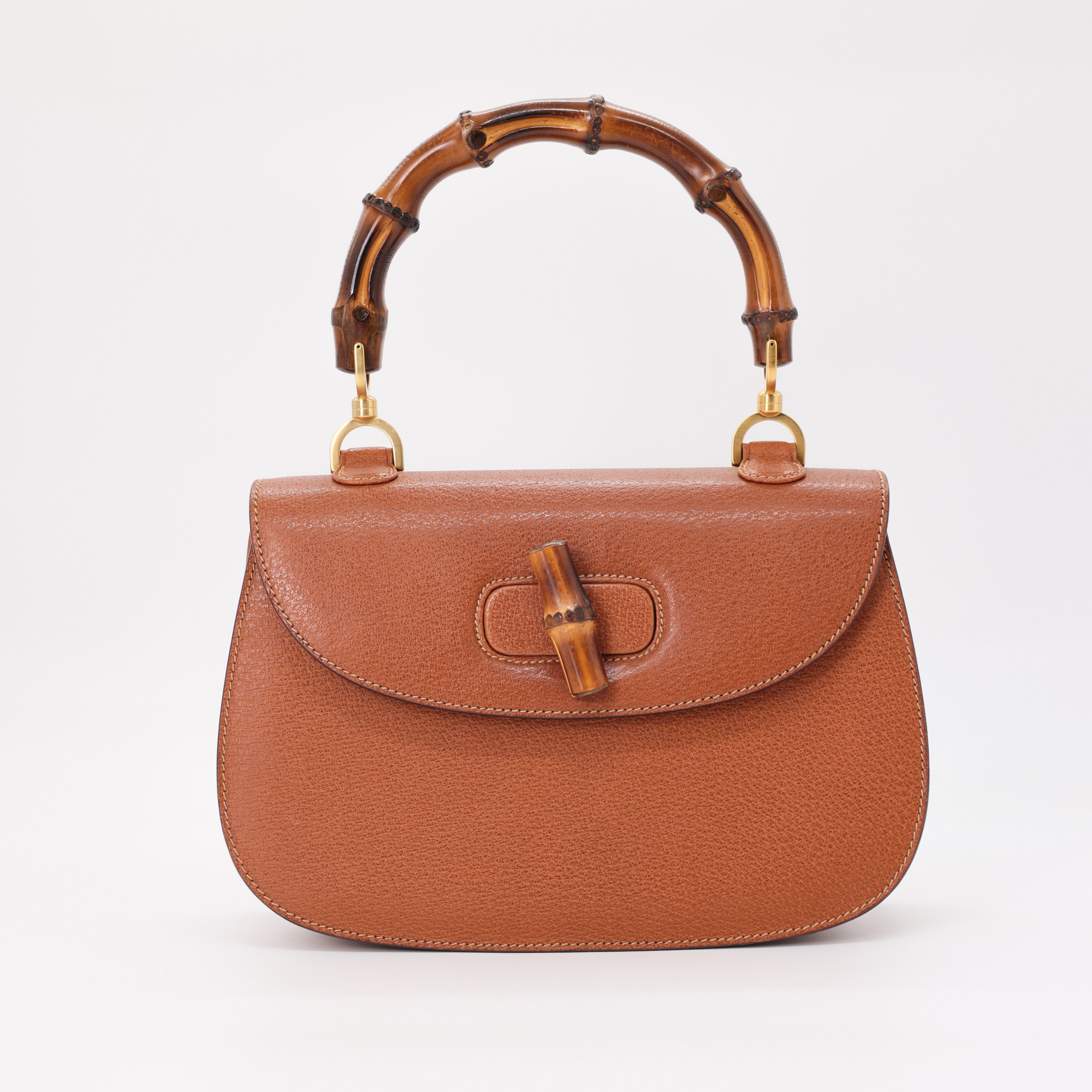 Сумка M GUCCI M Коричневый кож  Convertible Bamboo,зерно,длинный ремешек,пыльник