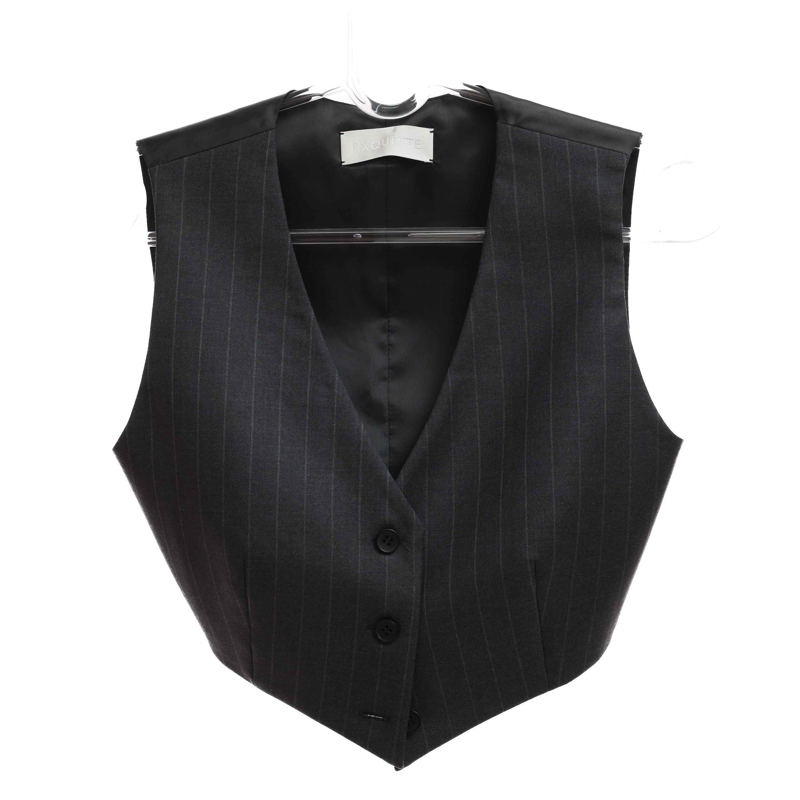 Жилет RXQUETTE 34 серый шерсть в светло-серую полоску