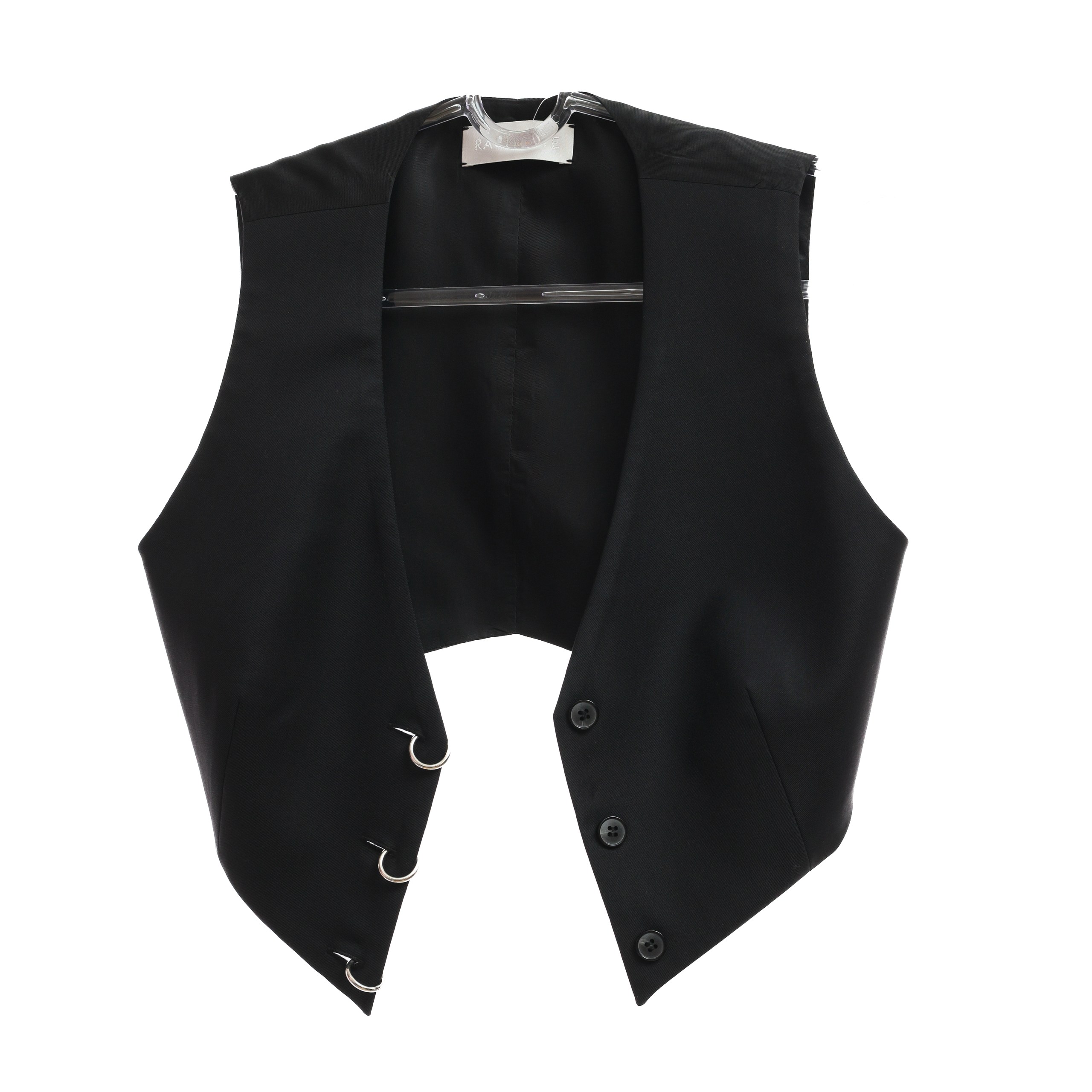 Жилет RXQUETTE 36 Черный шерсть металические круги на пуговицах,атласная спинка