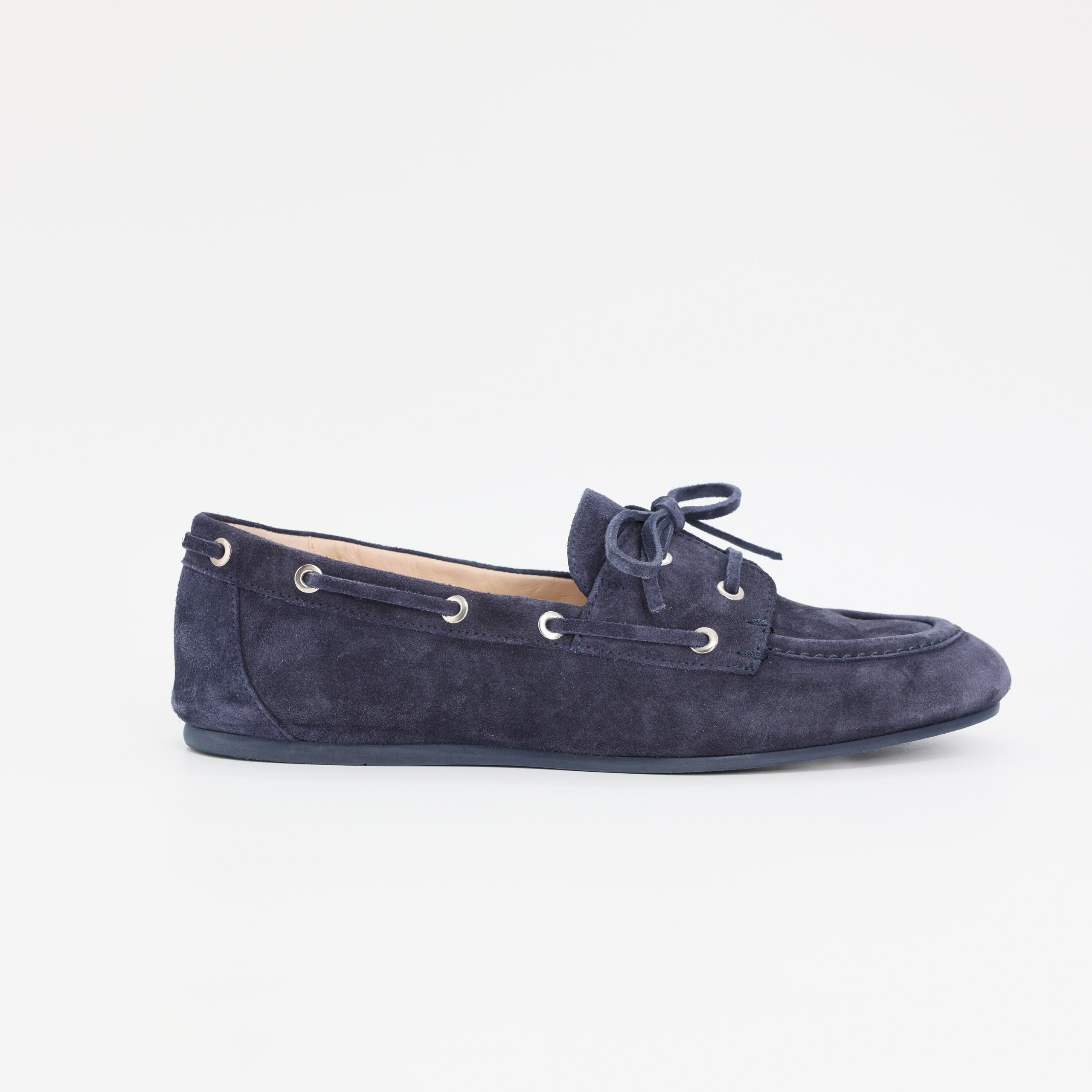 Мокасины STUART WEITZMAN 38,5 синий  замш,бантик,серебренные люверсы,коробка