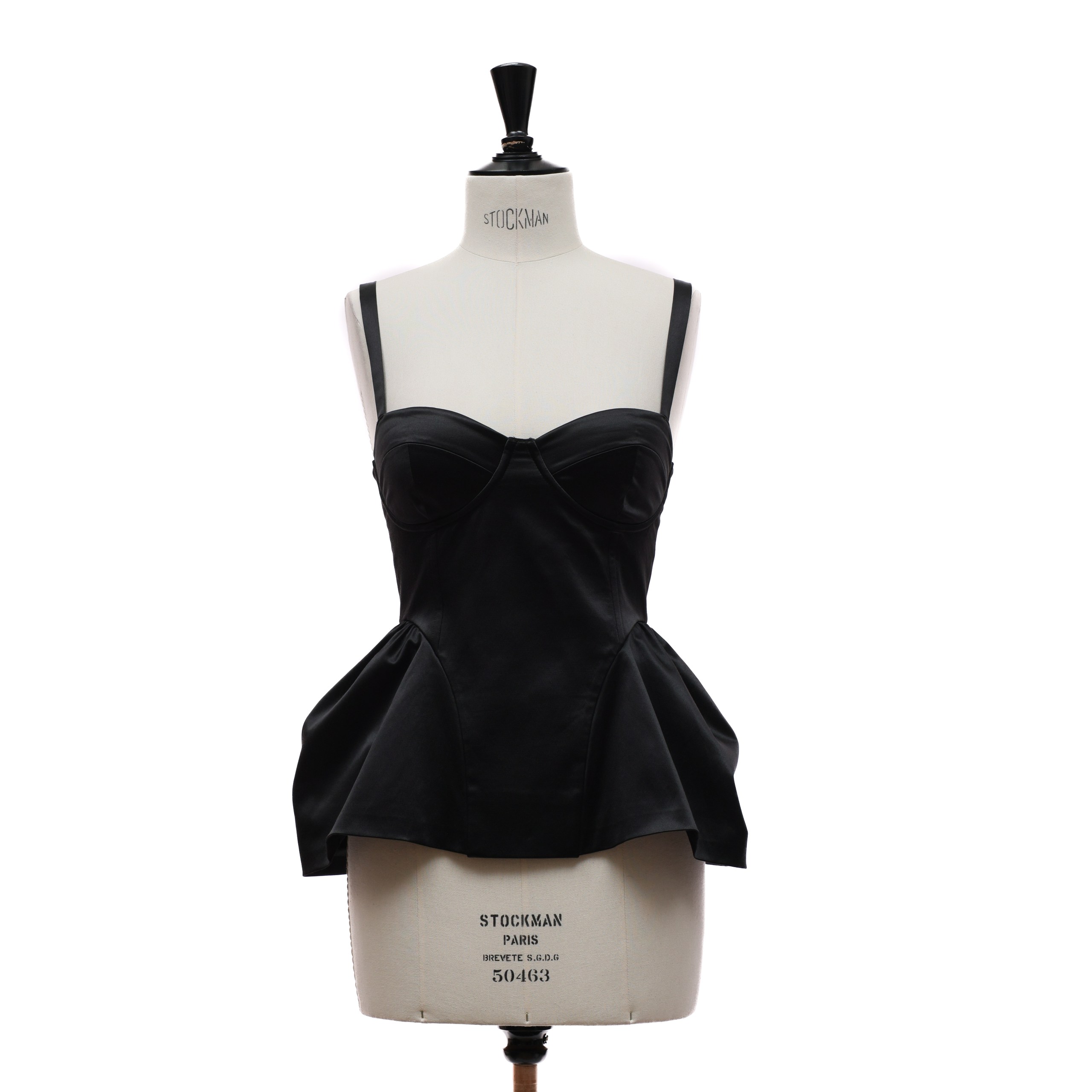 Корсет KATIMO XS Черный вискоза/шелк сборка по бокам,металический зиппер по спинке,лямки,хим-ка