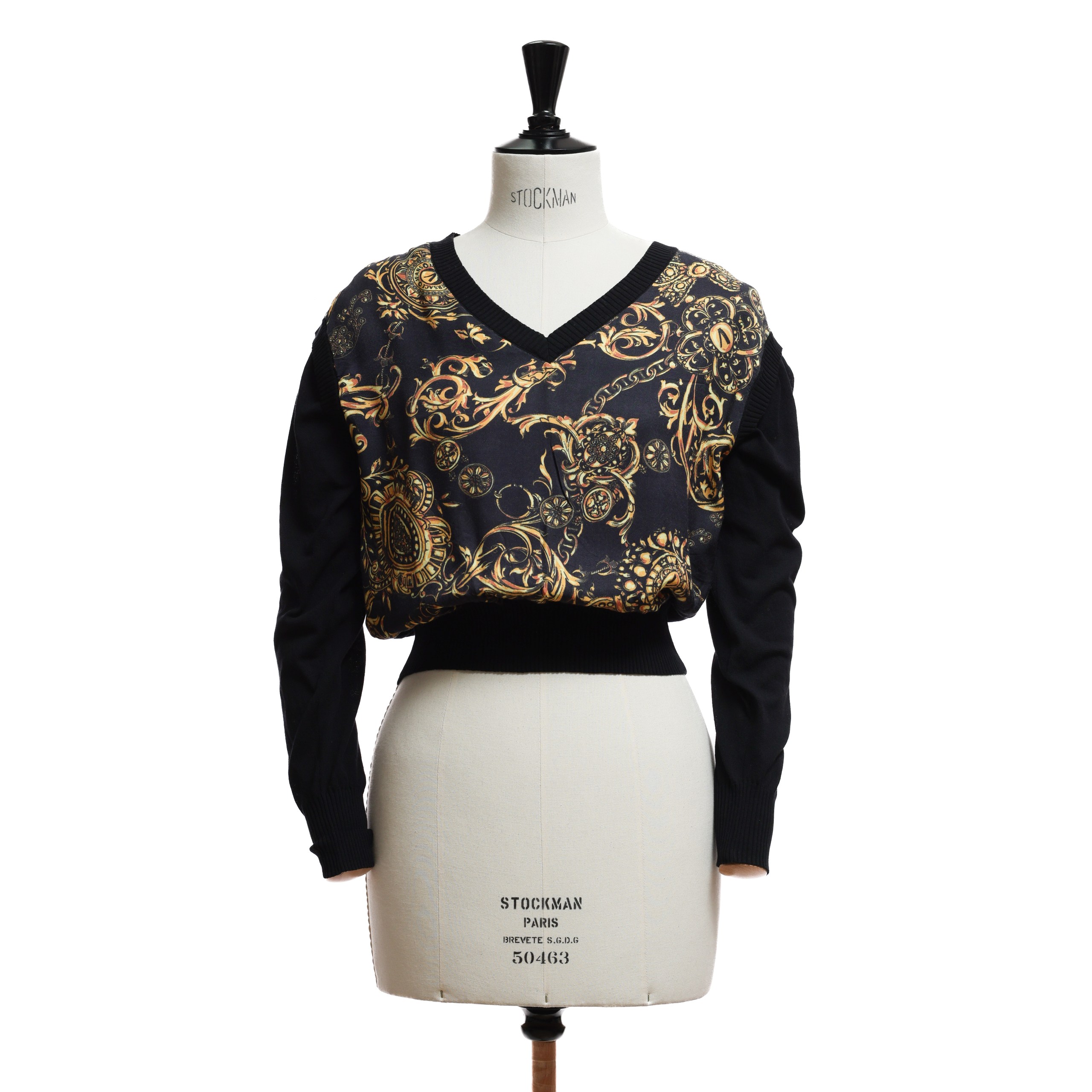 Топ VERSACE S Черный текстиль желтный принт лого по переду,резинки по краям