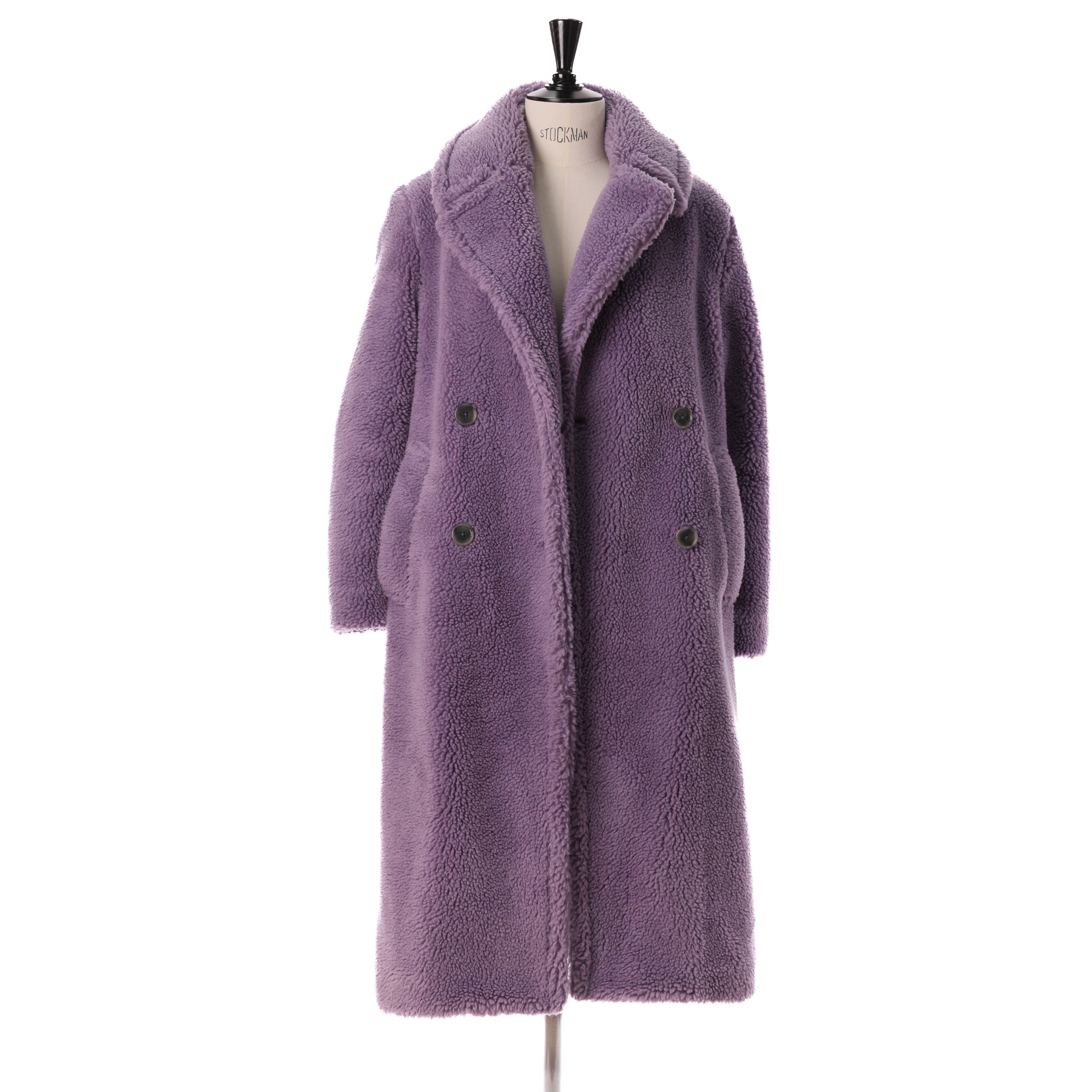 Шуба BOSS 36 фиолетовый эко-мех двубортное,имитация овчины