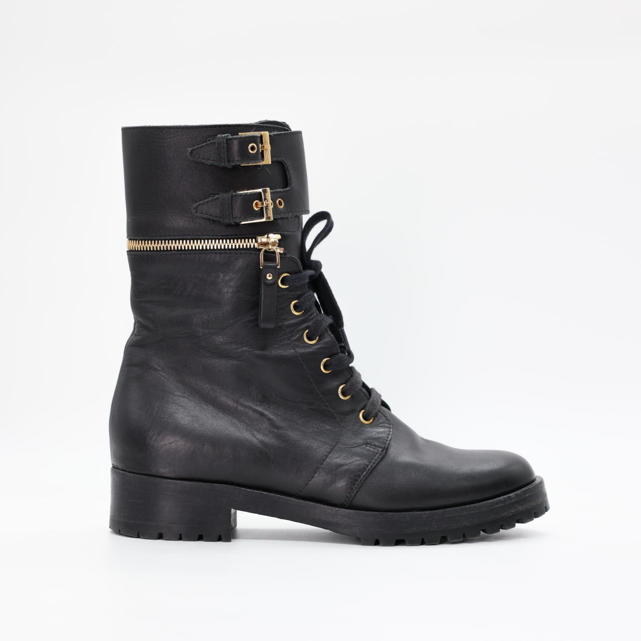 Ботинки SERGIO ROSSI 38.5 Черный кожа золотые пряжки