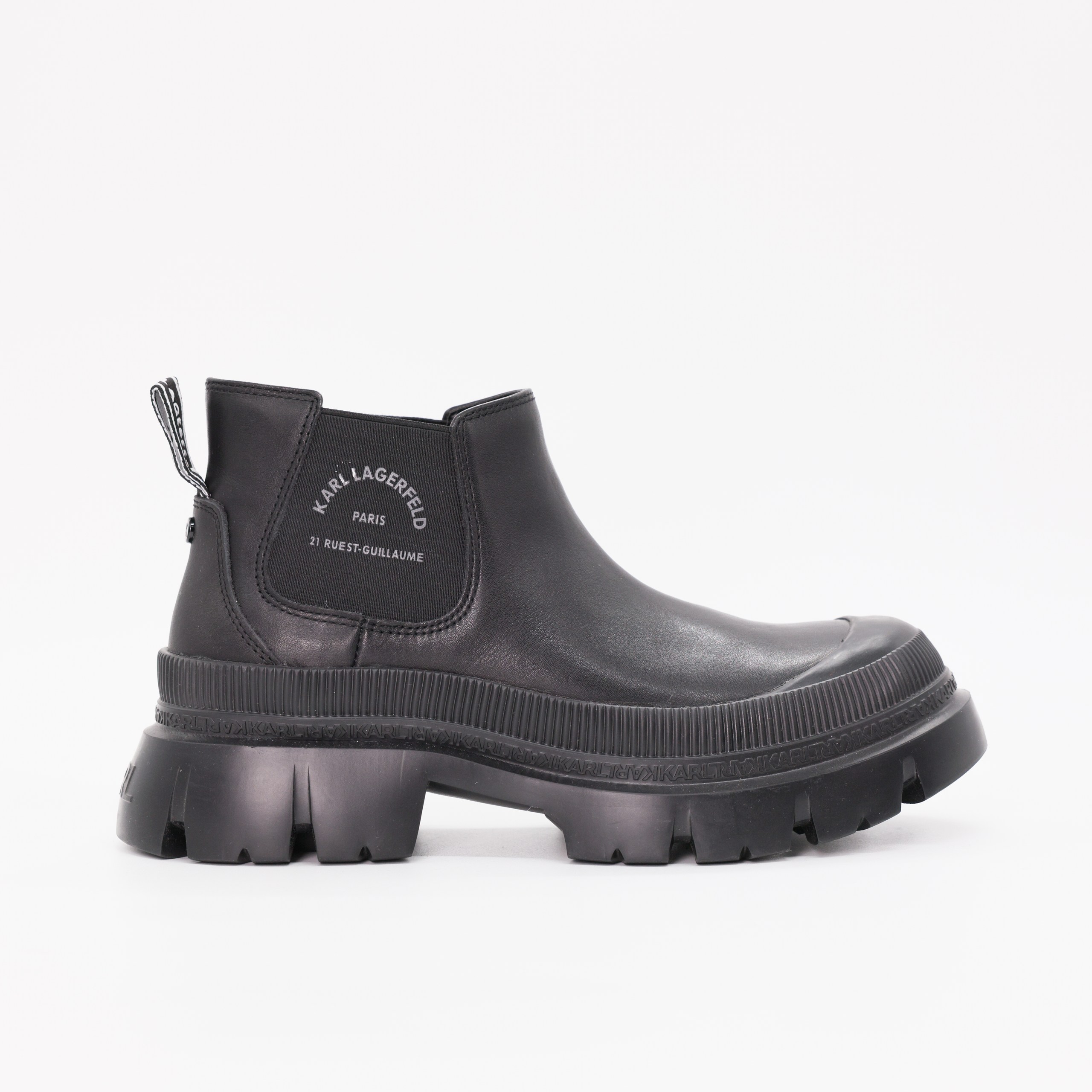 Полуботинки KARL LAGERFELD 38 Черный кожа каучук носок, лог по периметру, резинки по бокам. Коробка
